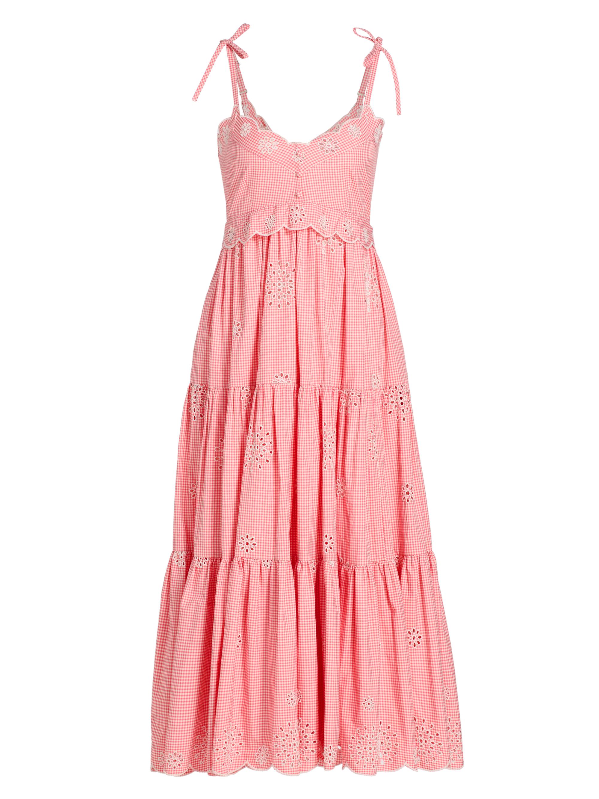 Cinq à Sept Women's Darcey Gingham Eyelet Midi-Dress - Sunset Blush