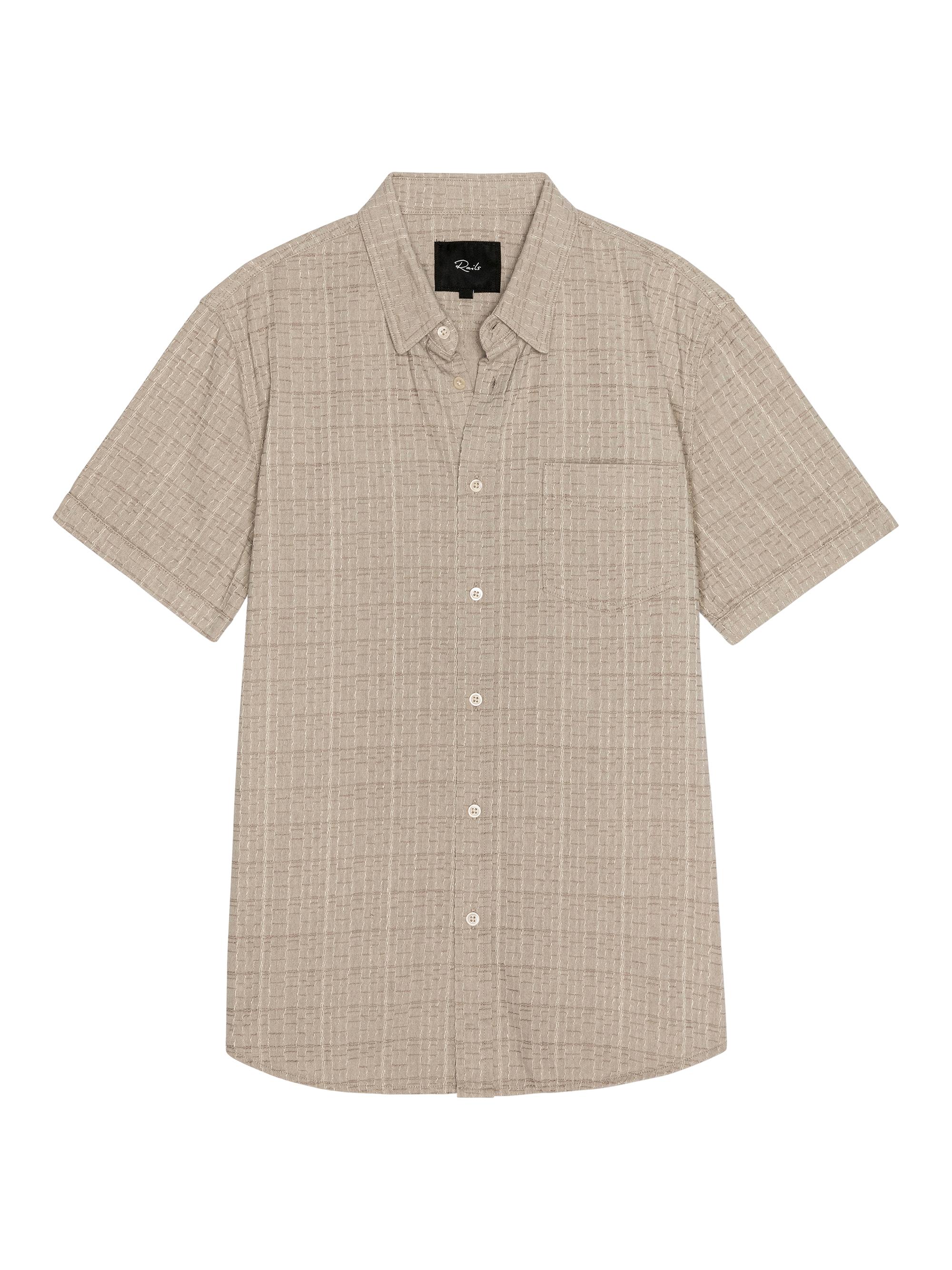 Rails Men's Gavin Linen-Blend Short-Sleeve Shirt - Taupe Cream Twist