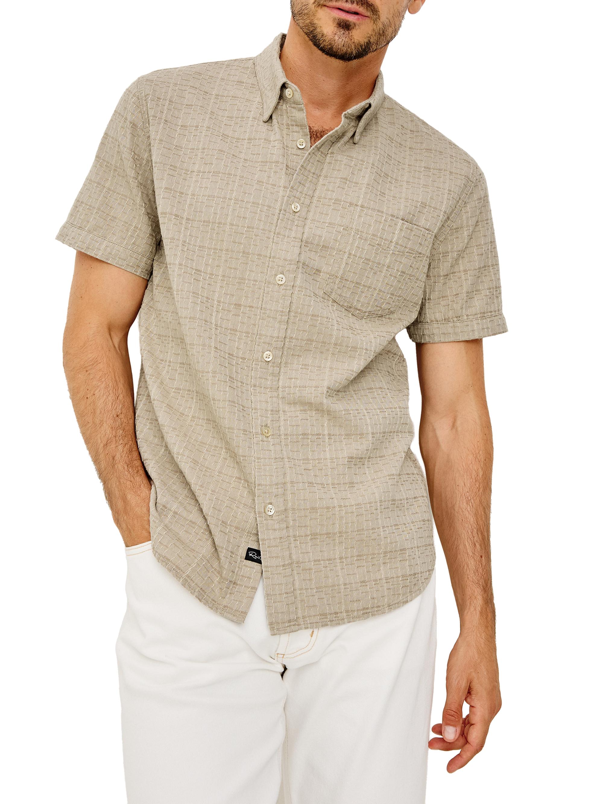 Rails Men's Gavin Linen-Blend Short-Sleeve Shirt - Taupe Cream Twist | Thumbnail 3