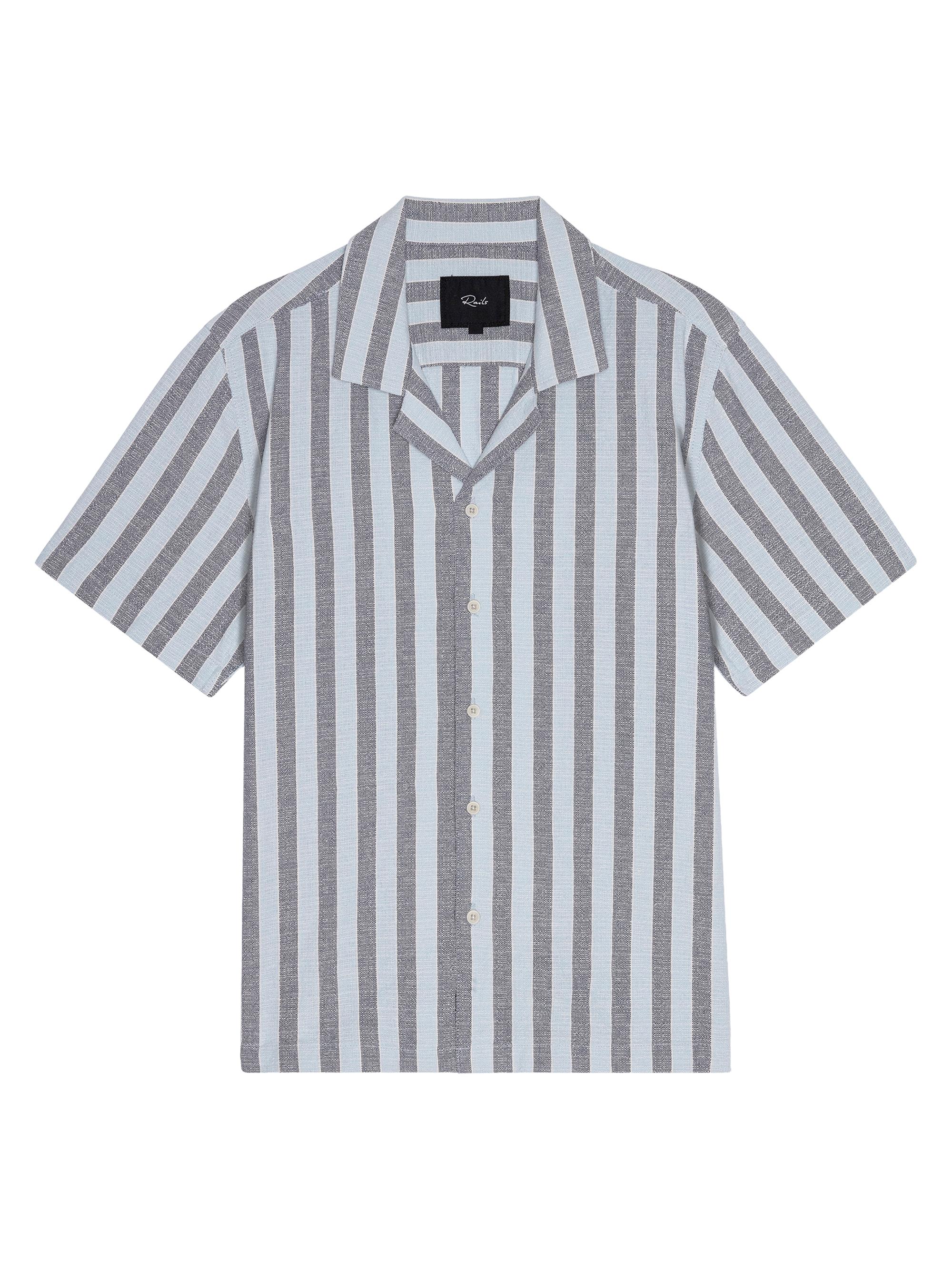Rails Men's Fielder Striped Cotton Camp Shirt - Blue Jay Stripe