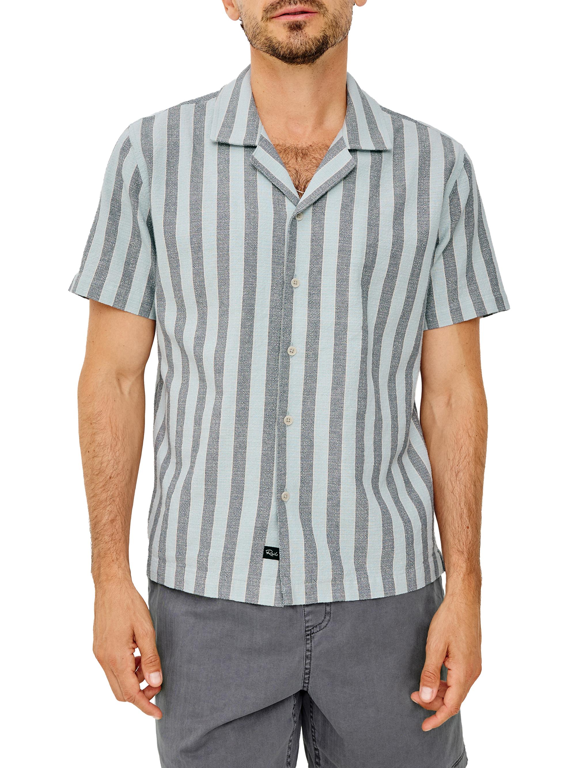 Rails Men's Fielder Striped Cotton Camp Shirt - Blue Jay Stripe | Thumbnail 3