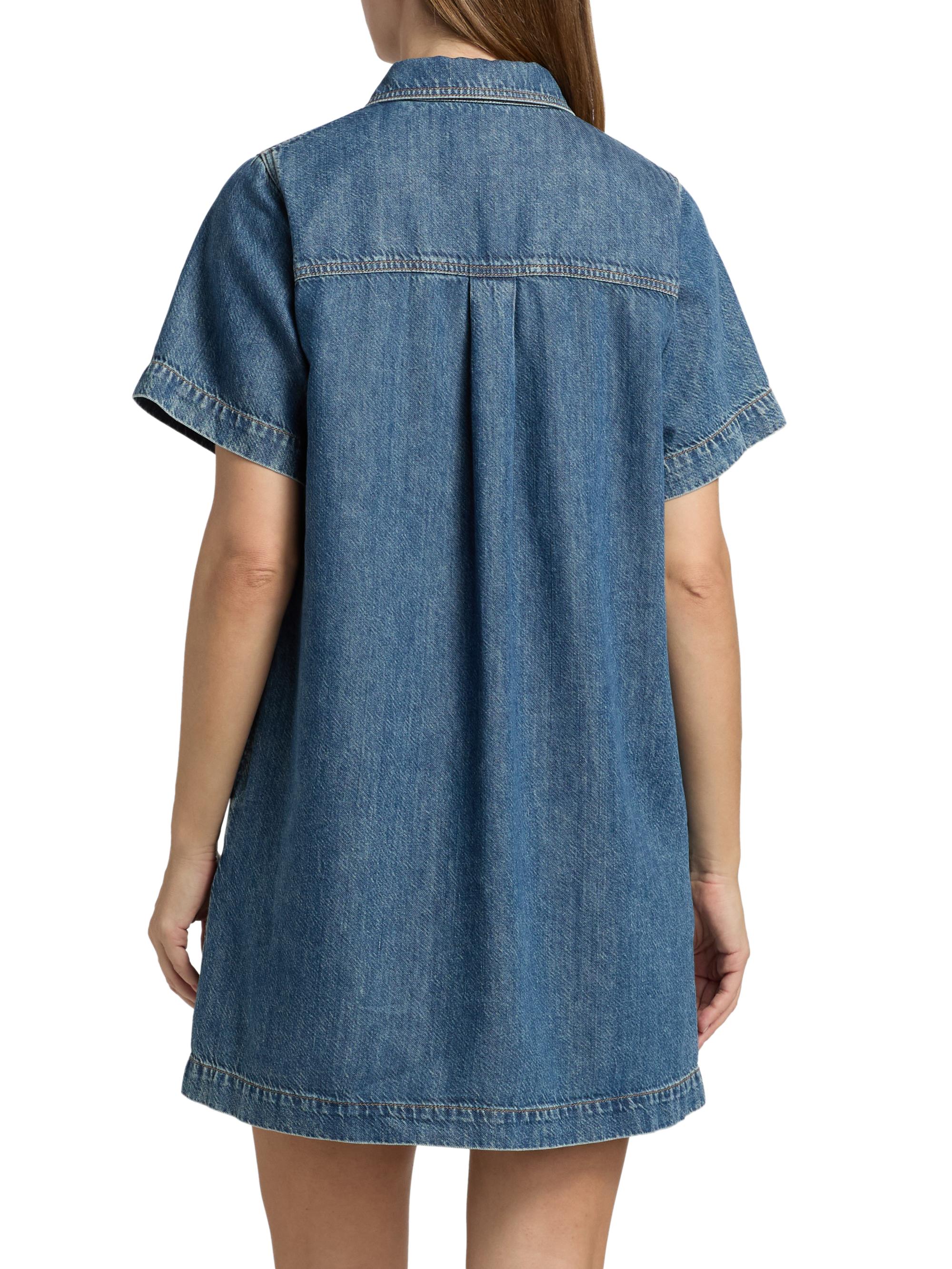 rag and bone denim shirt dress Leah ruched denim midi dress - dark denim
