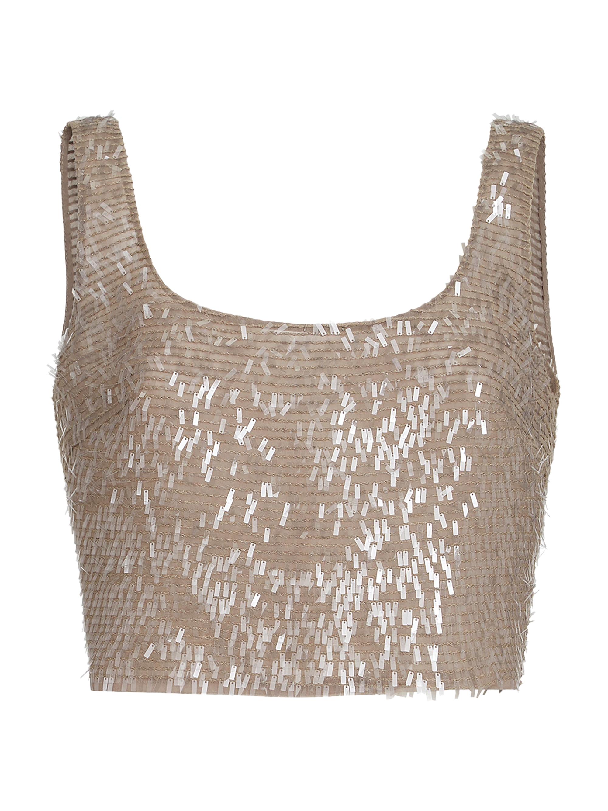 Brunello Cucinelli Women's Dazzling Cascade Embroidery Cropped Top - Rope