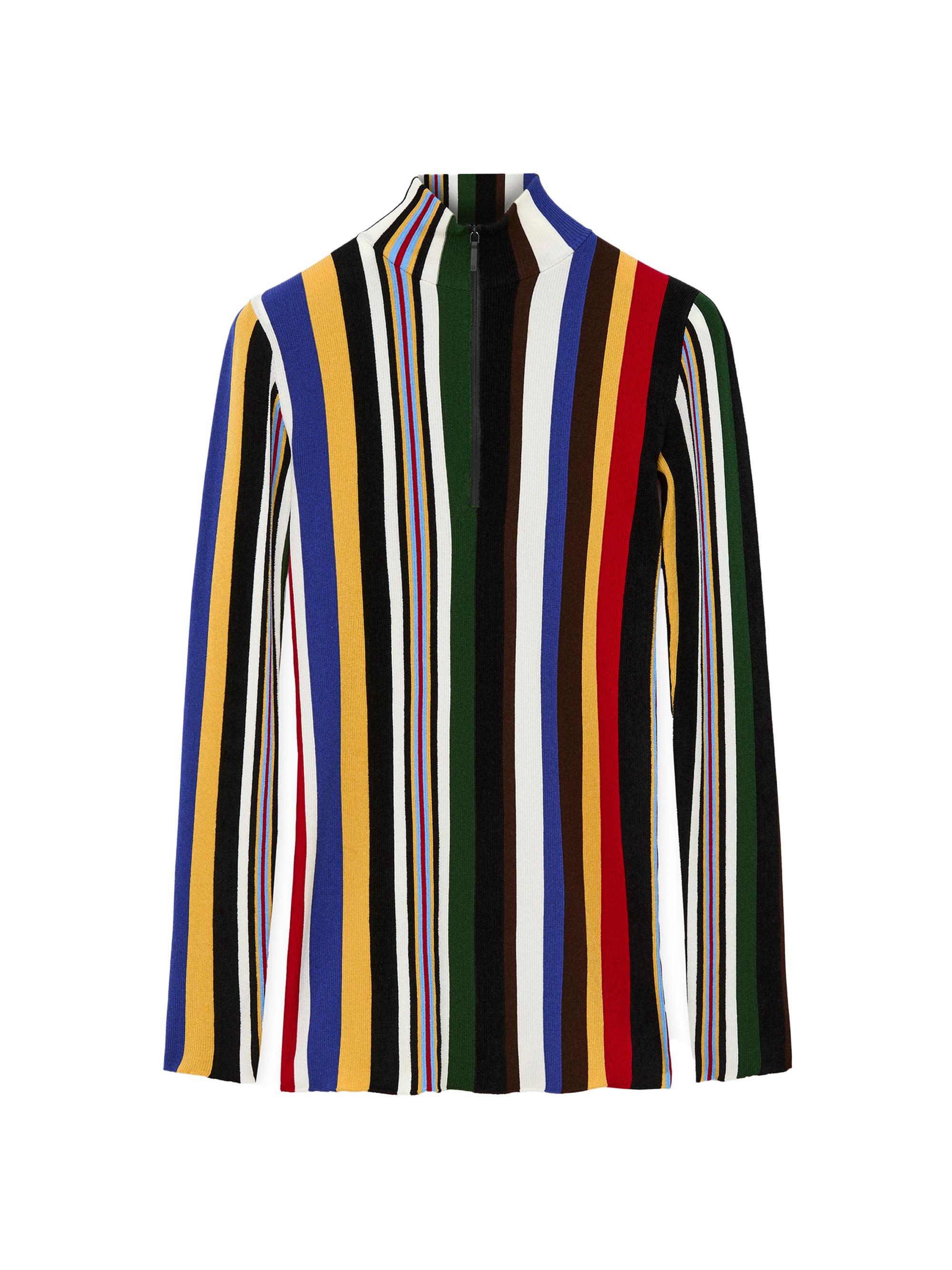 Striped Slim Zip-Front Top