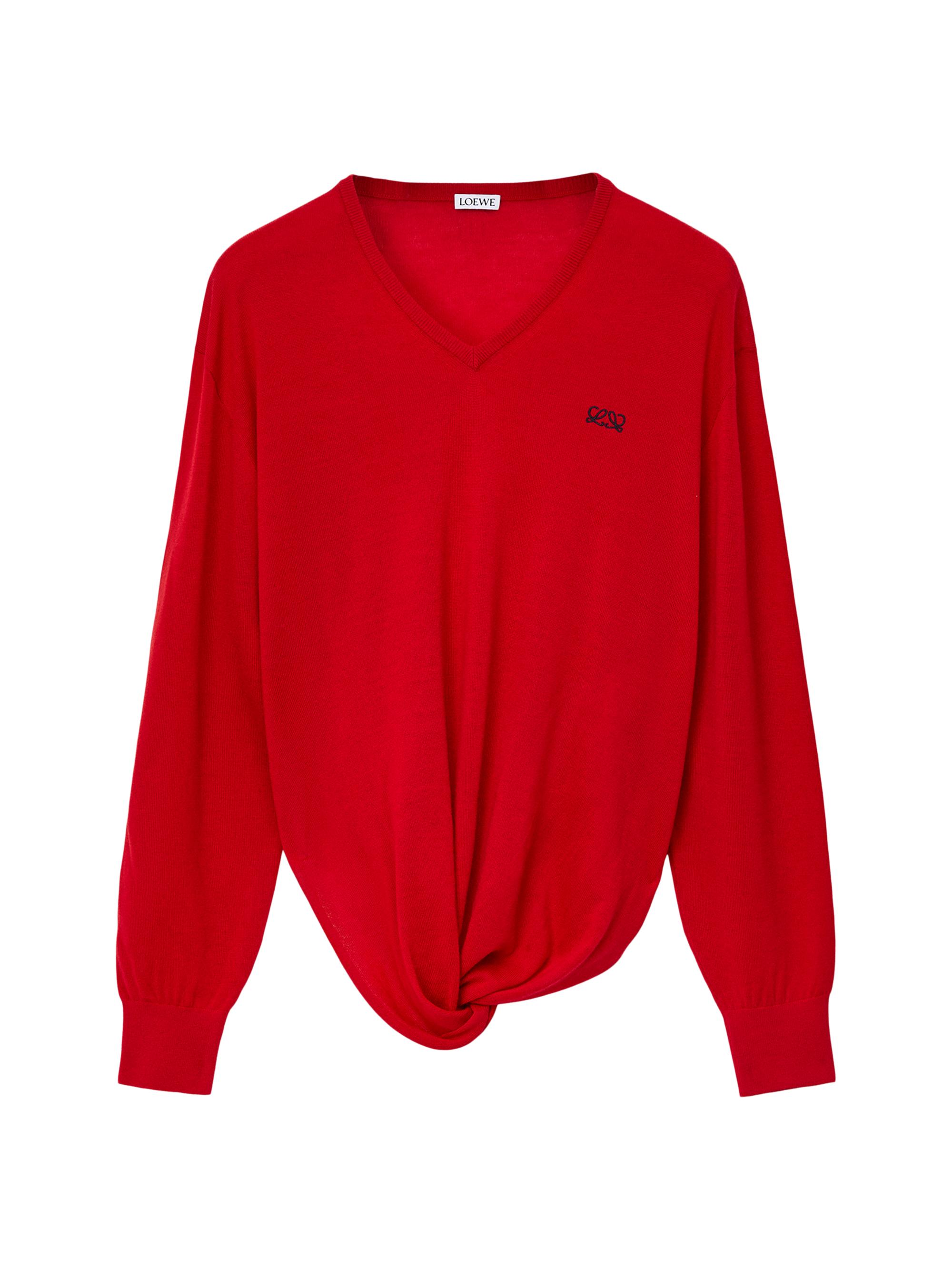 LOEWE Women's Draped Wool Sweater - Red