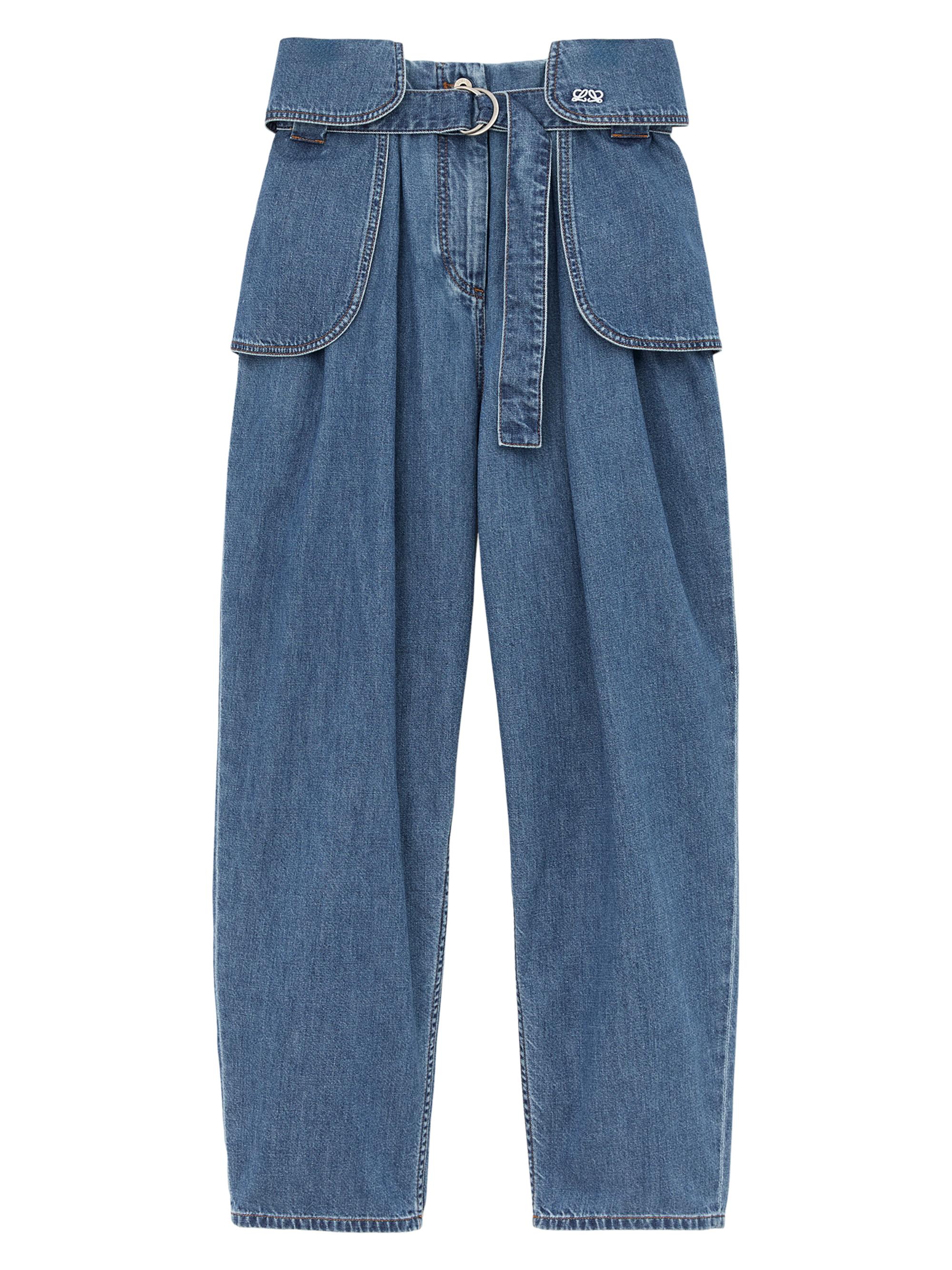 LOEWE Women's Belted Cargo Jeans - Light Blue