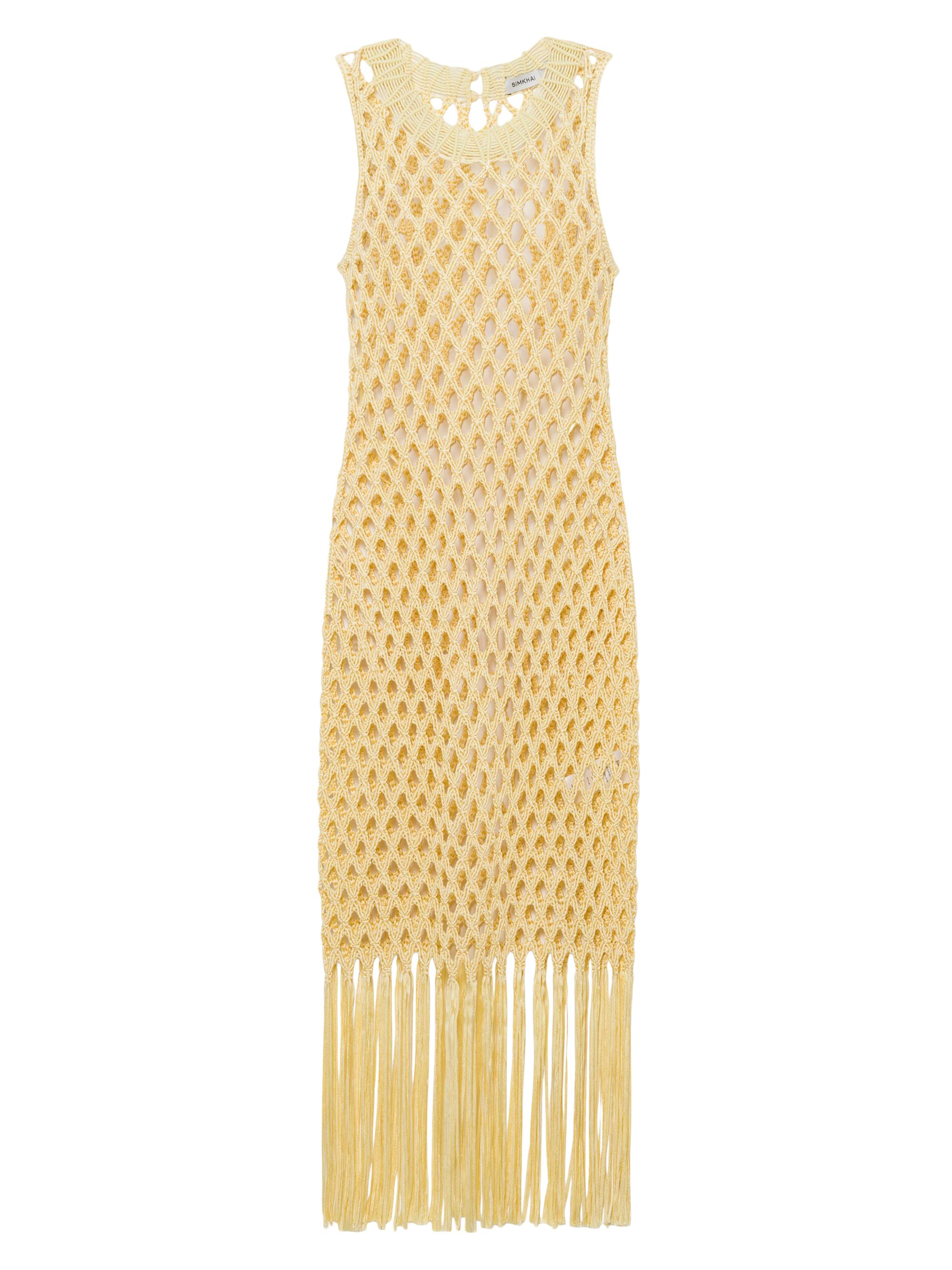 SIMKHAI Women's Jensen Macrame Midi-Dress - Buttercream