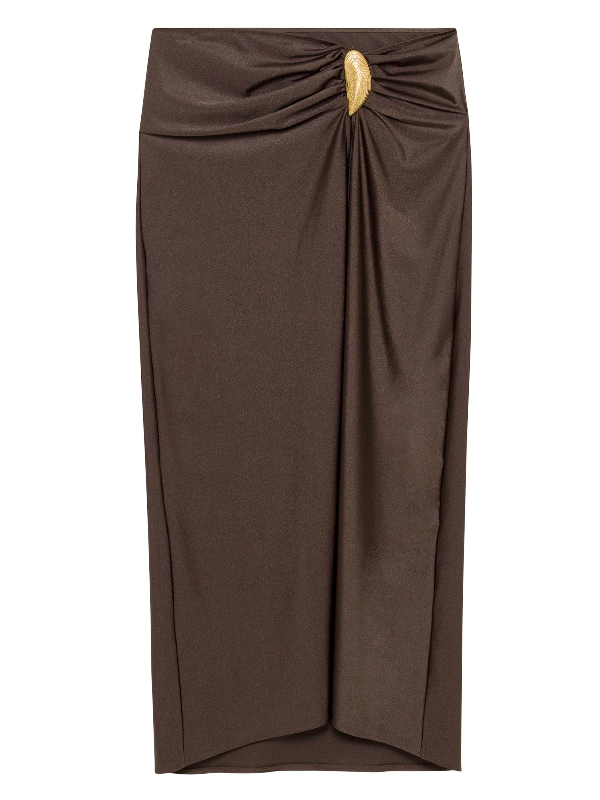 SIMKHAI Women's Eiana Shell Midi-Skirt - Chocolate
