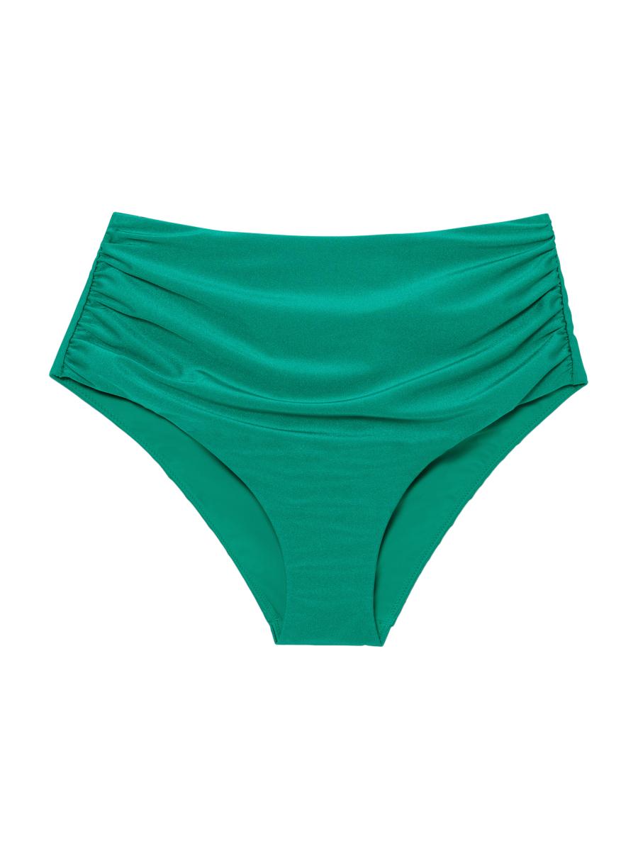 Simkhai Women's Teya High-rise Ruched Bikini Bottom In Green
