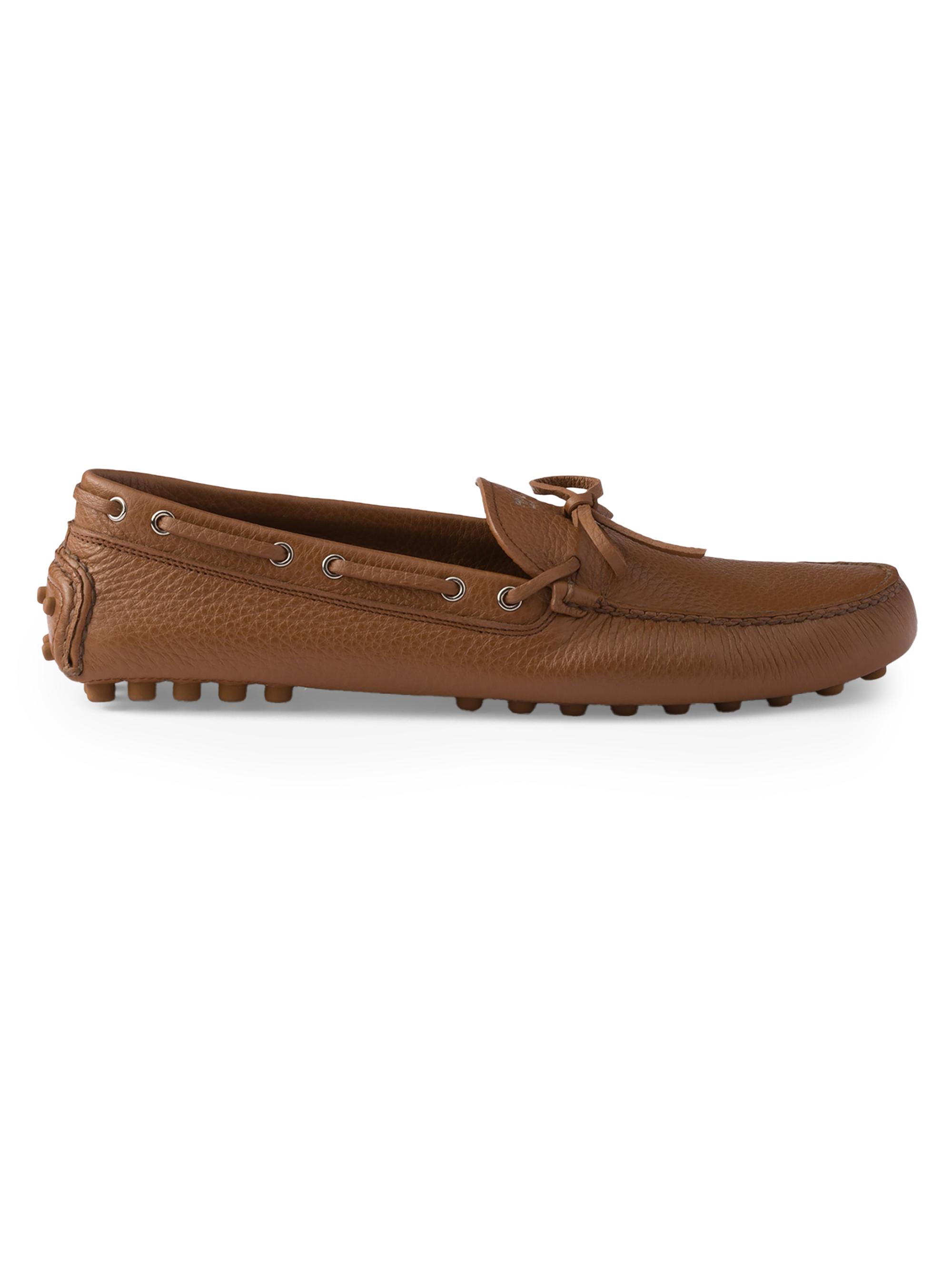 Prada Chocolate Suede Loafers | Saks Fifth Avenue