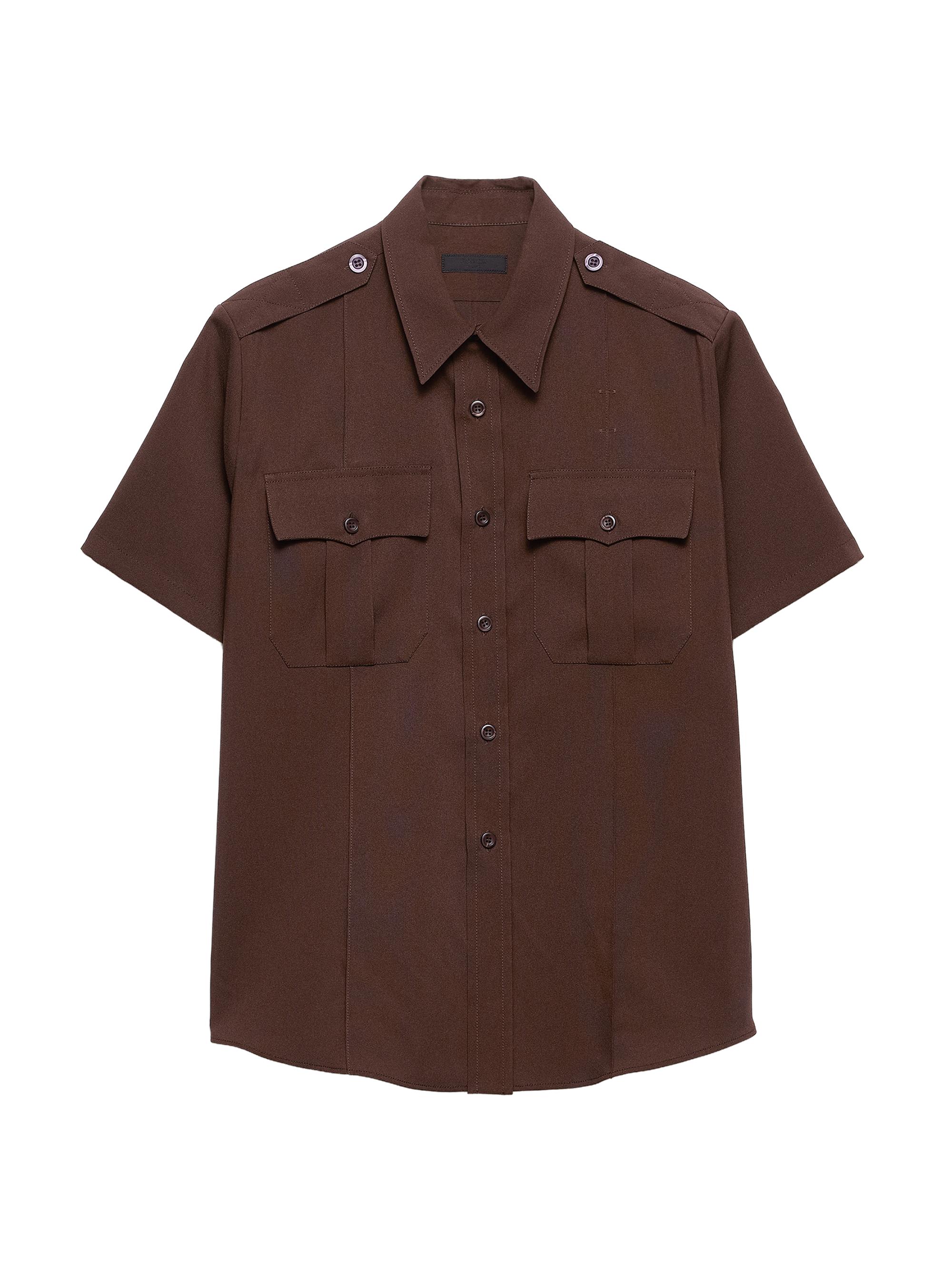 Prada Men's Short-Sleeved Technical Fabric Shirt - Brown