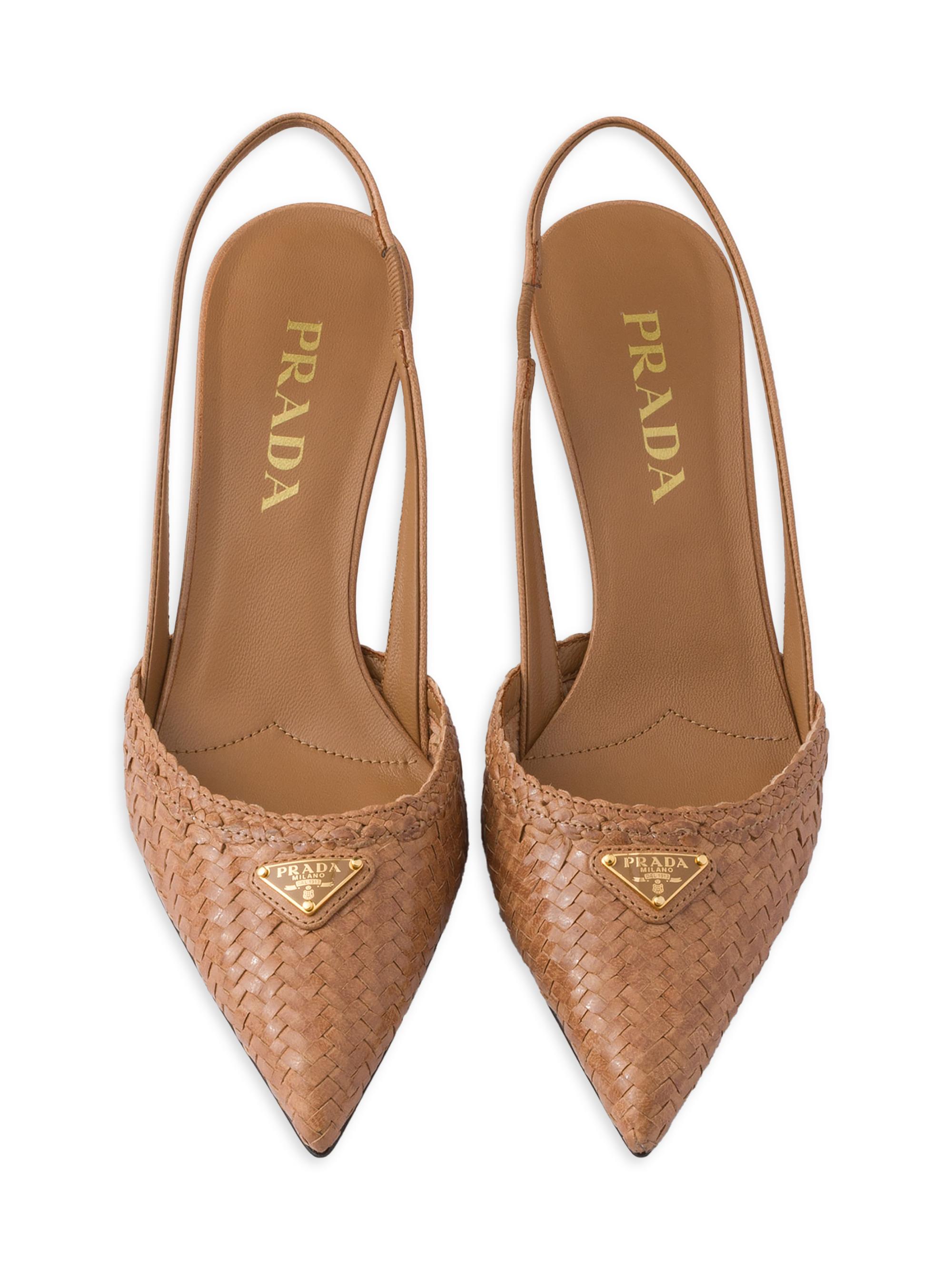 Prada Woven Leather Slingback Pumps | Saks Fifth Avenue