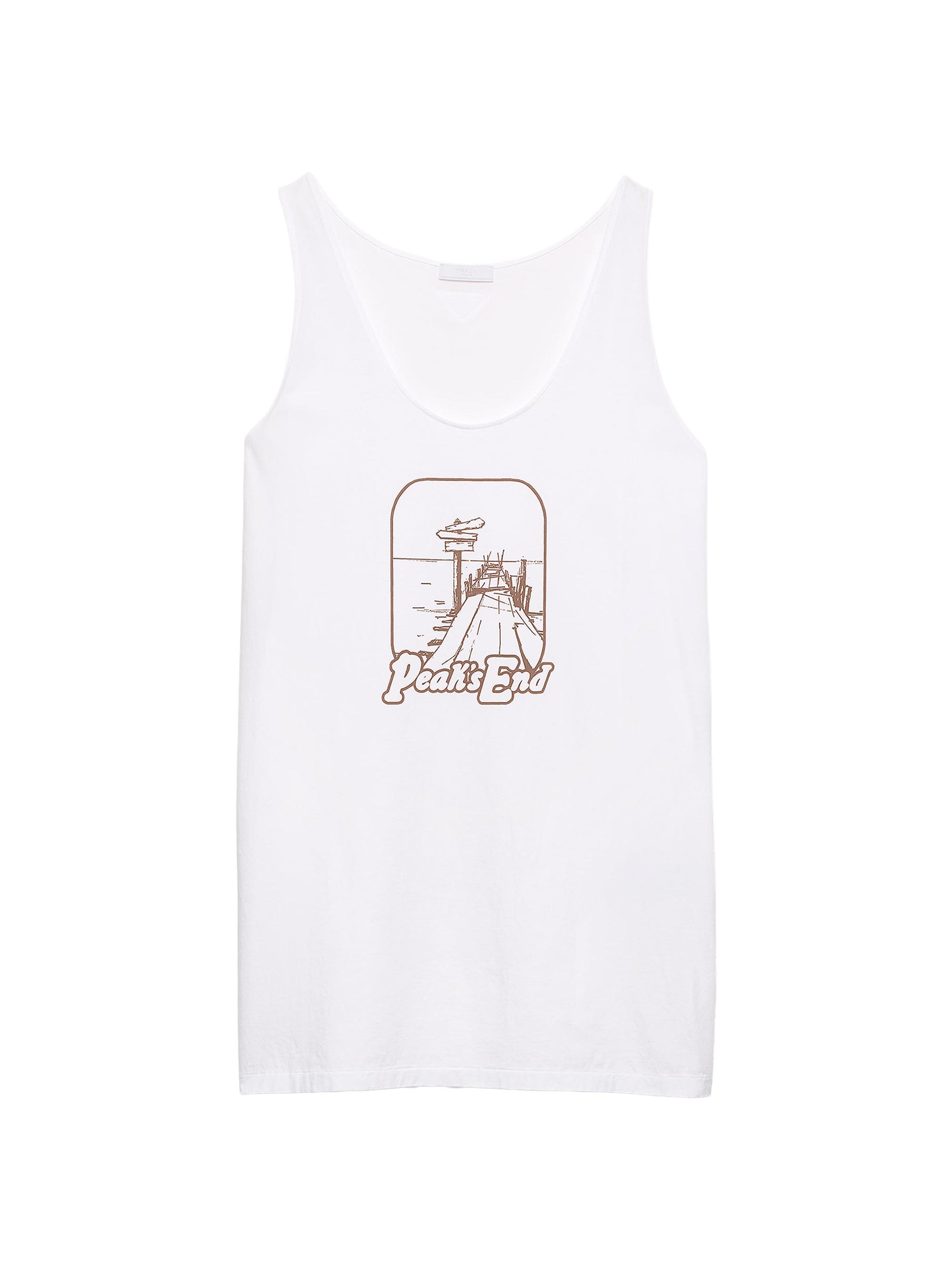 Prada Men's Printed Cotton Tank Top - White