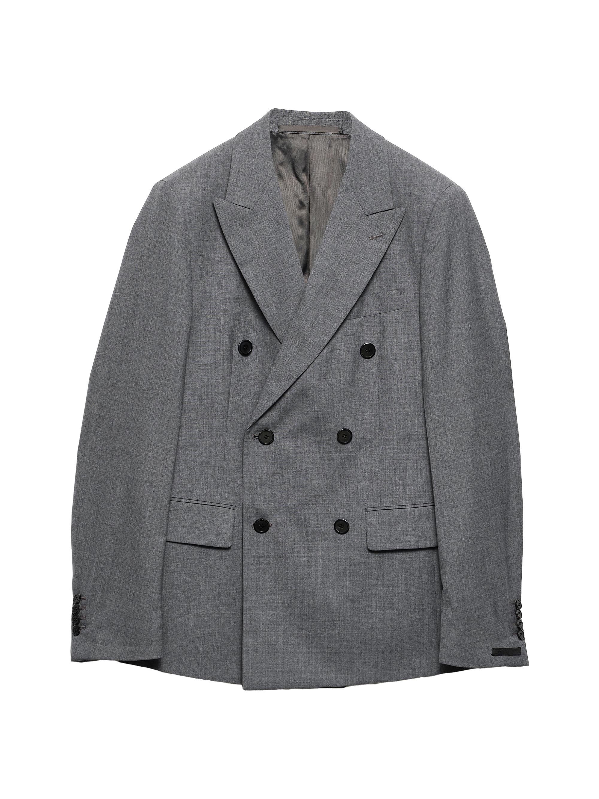 Prada Men's Double-Breasted Wool Jacket - Grey