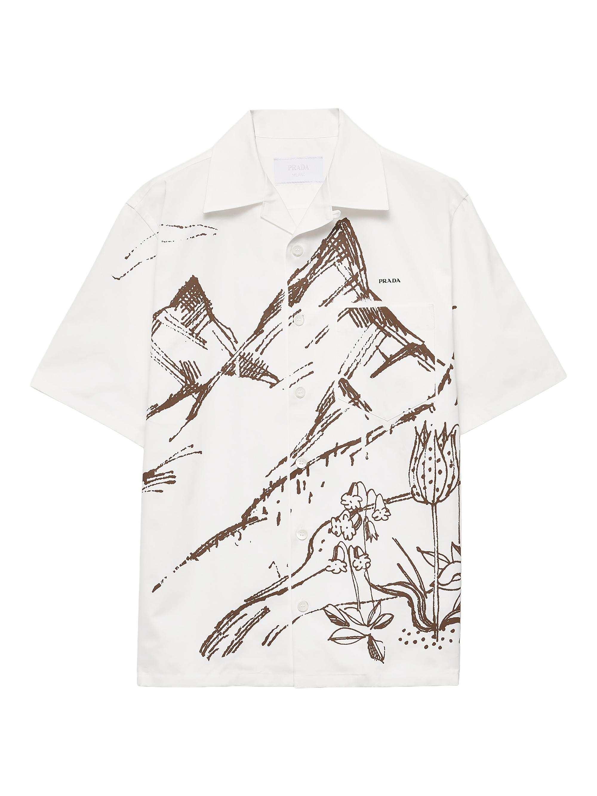 Prada Men's Printed Cotton Bowling Shirt
