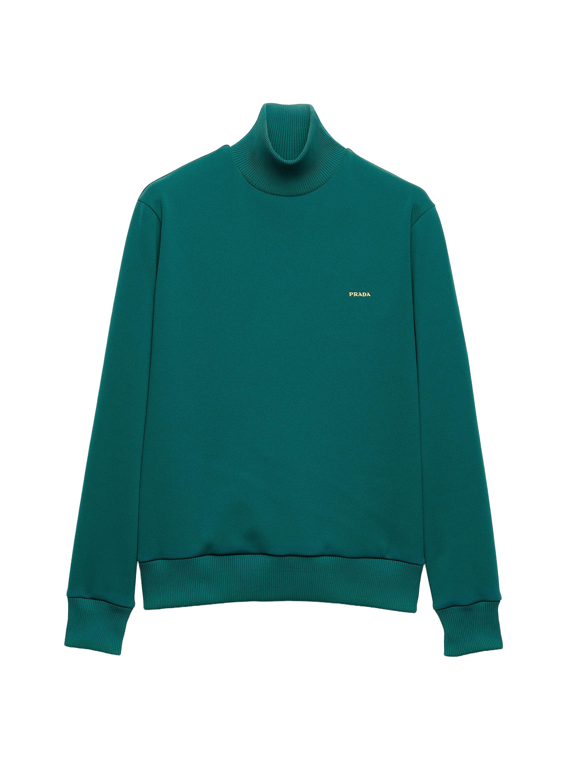 Prada Men's Technical Fabric Turtleneck Sweatshirt - Green
