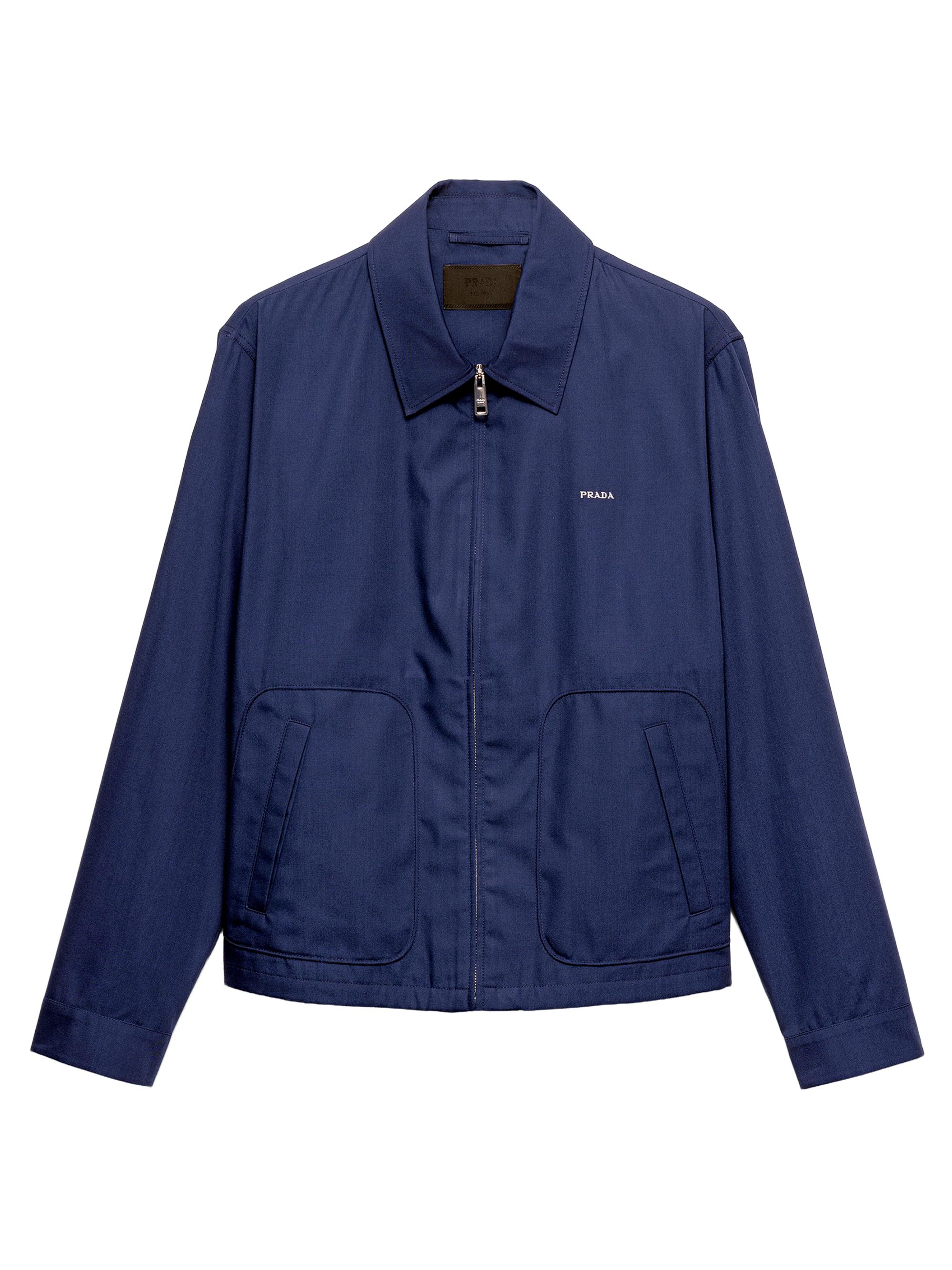 Prada Men's Technical Cotton Zipper Blouson Jacket - Blue