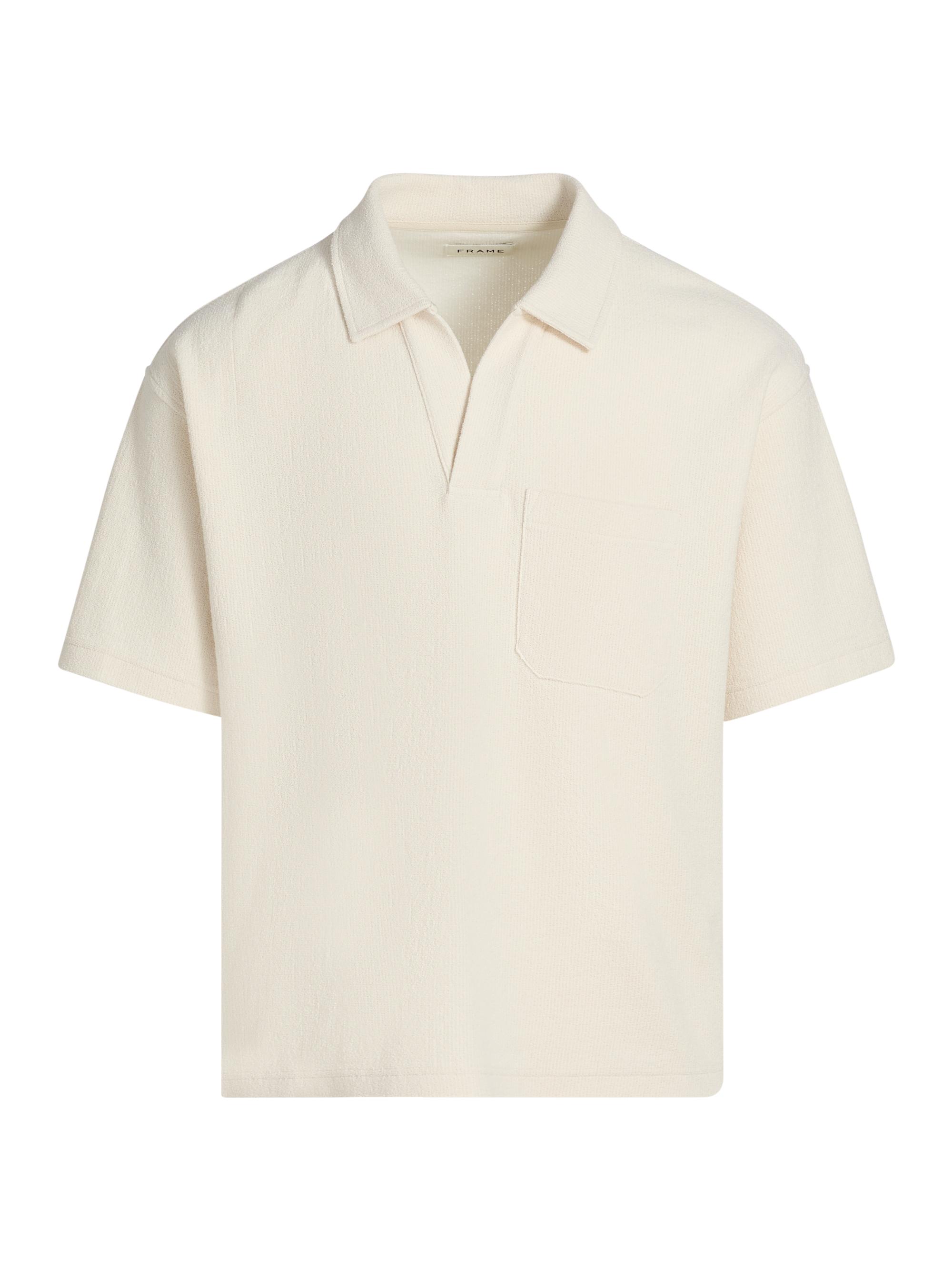 FRAME Men's Textured Cotton-Blend Polo Shirt - Light Stone