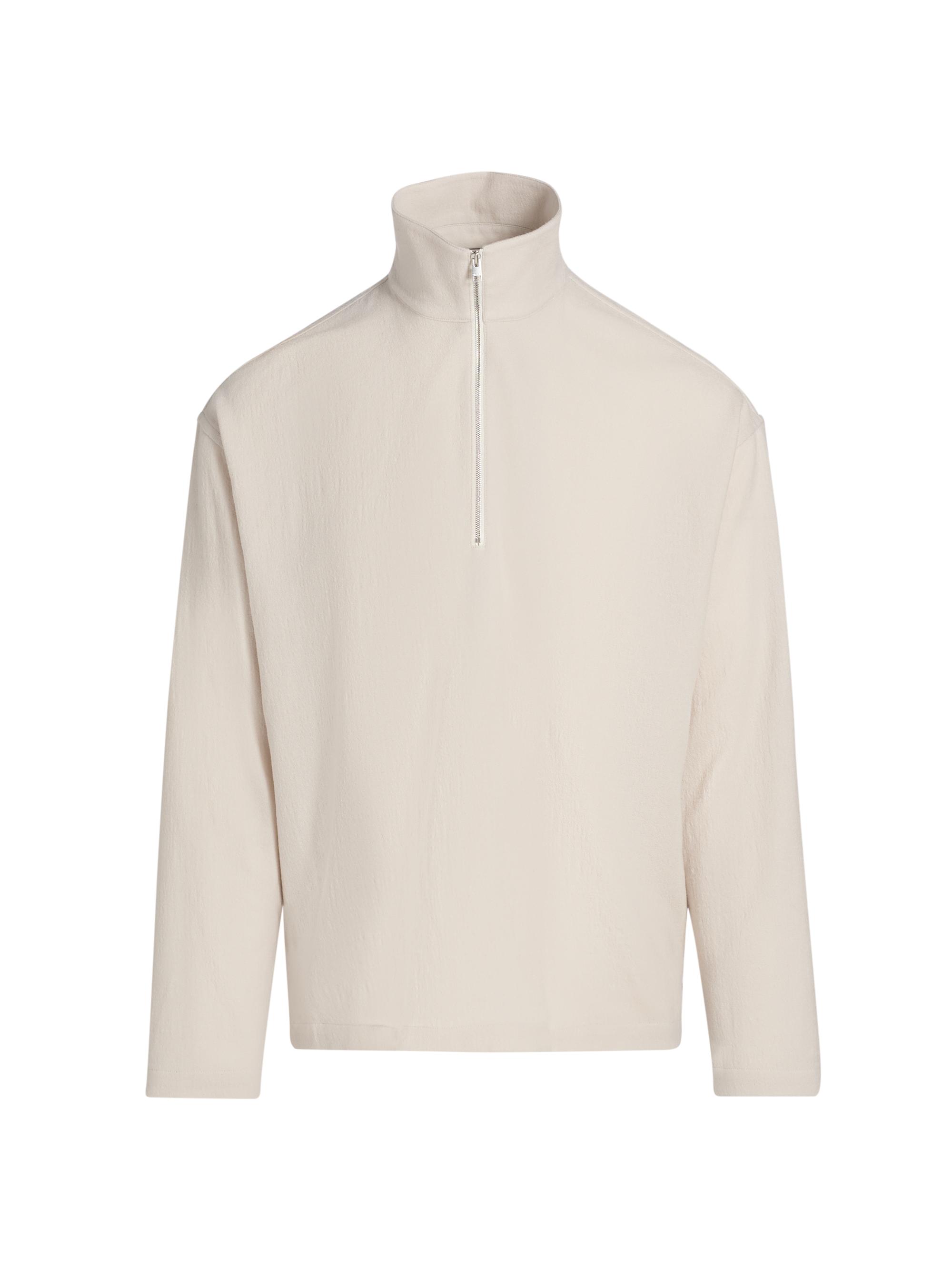 FRAME Men's Wool Half-Zip Overshirt Jacket - Light Taupe