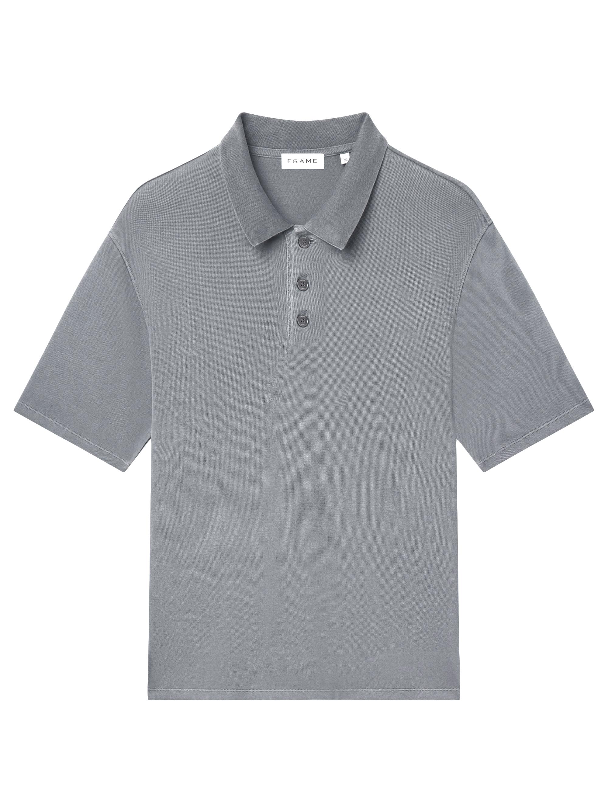FRAME Men's Washed Light Pique Polo Shirt - Antique Modern Grey