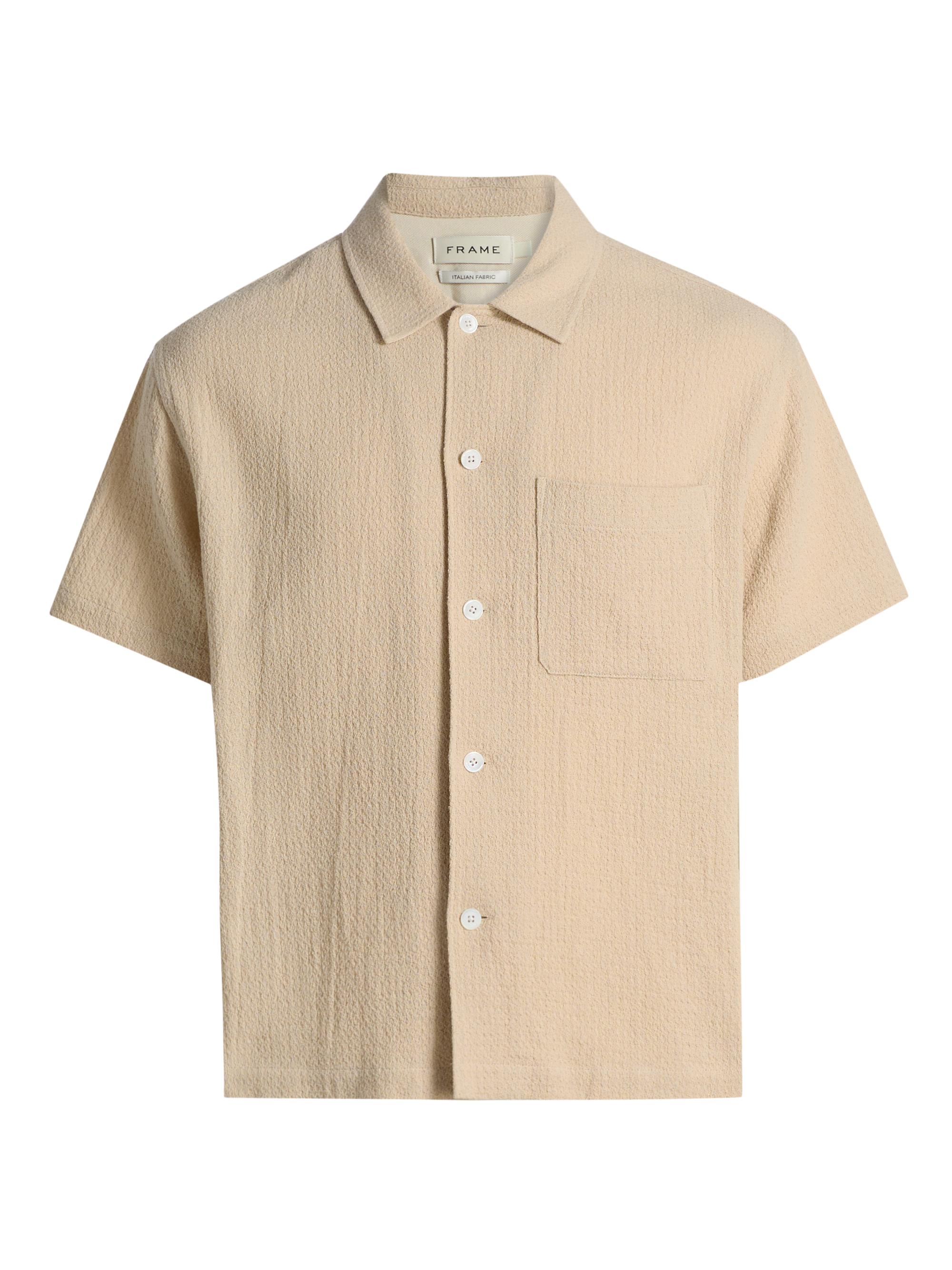 FRAME Men's Open Weave Short-Sleeve Button-Front Shirt - Light Stone