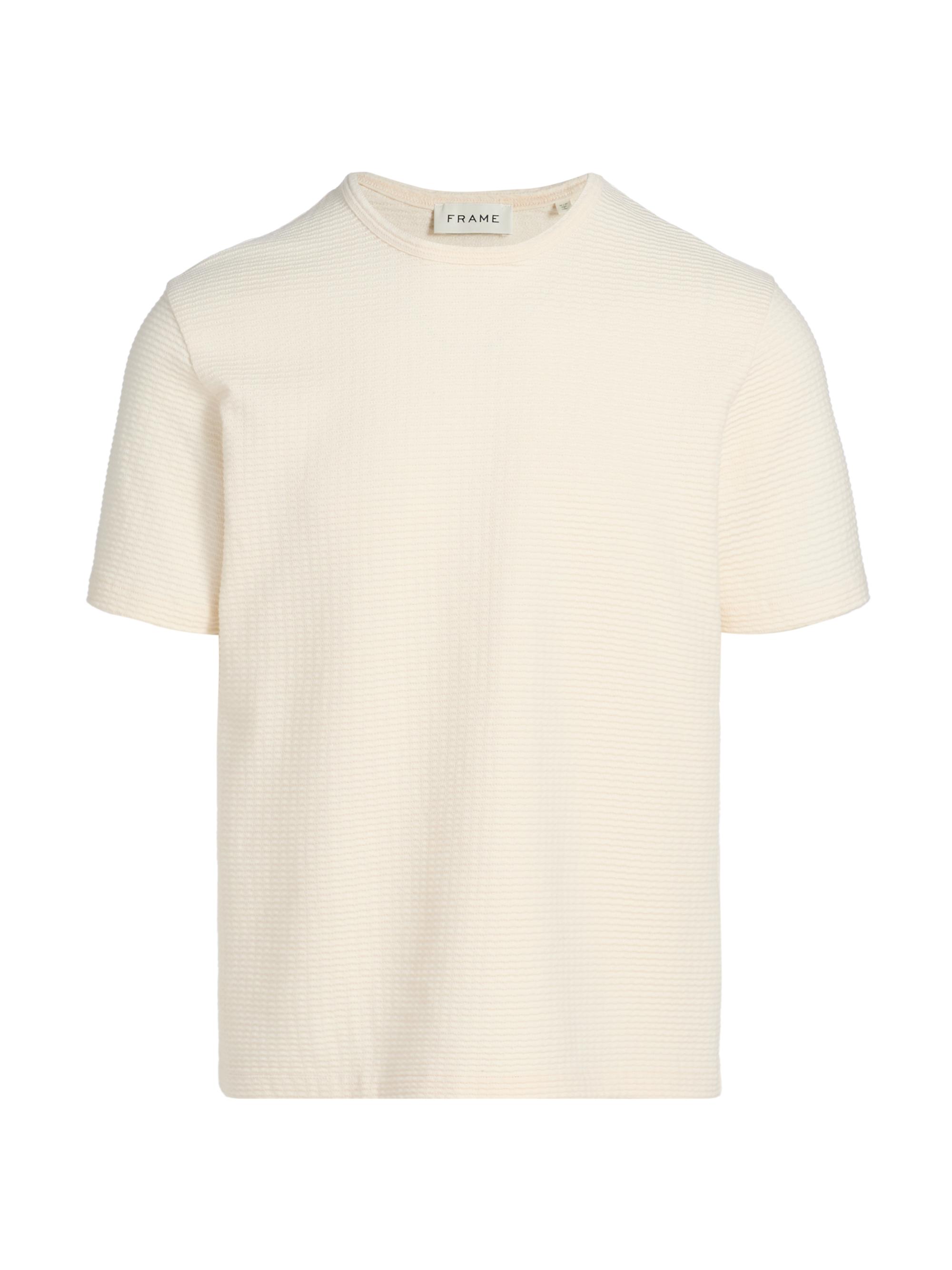 FRAME Men's Jacquard Striped Crewneck T-Shirt - Cream