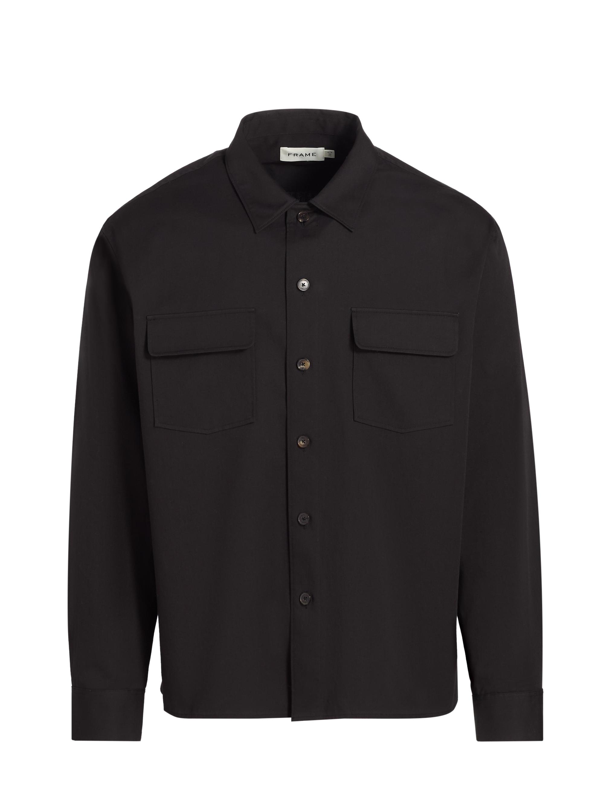 FRAME Men's Washed Double Flap Pocket Overshirt - Washed Black