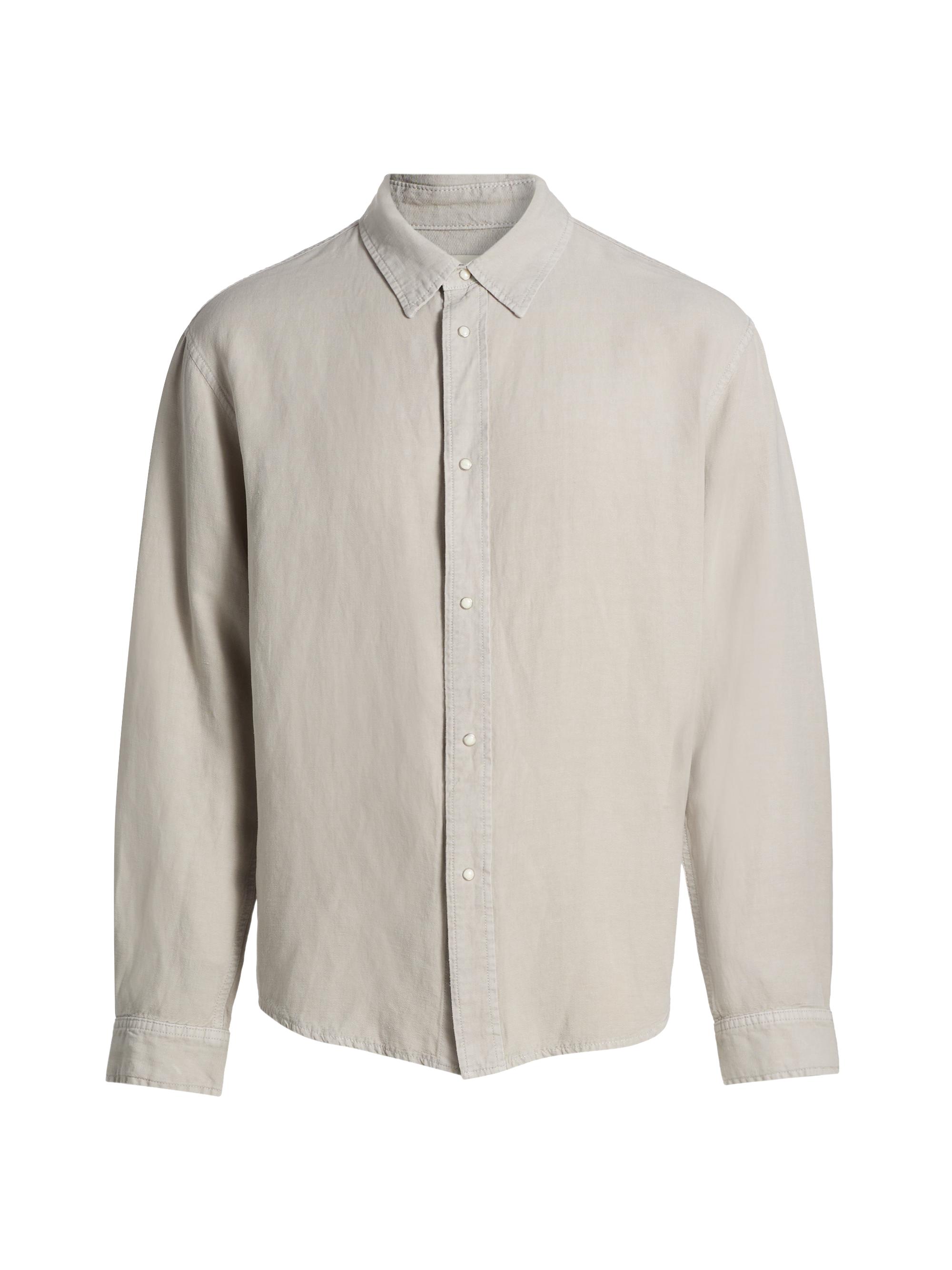 FRAME Men's Classic Long-Sleeve Snap-Front Shirt - Light Stone