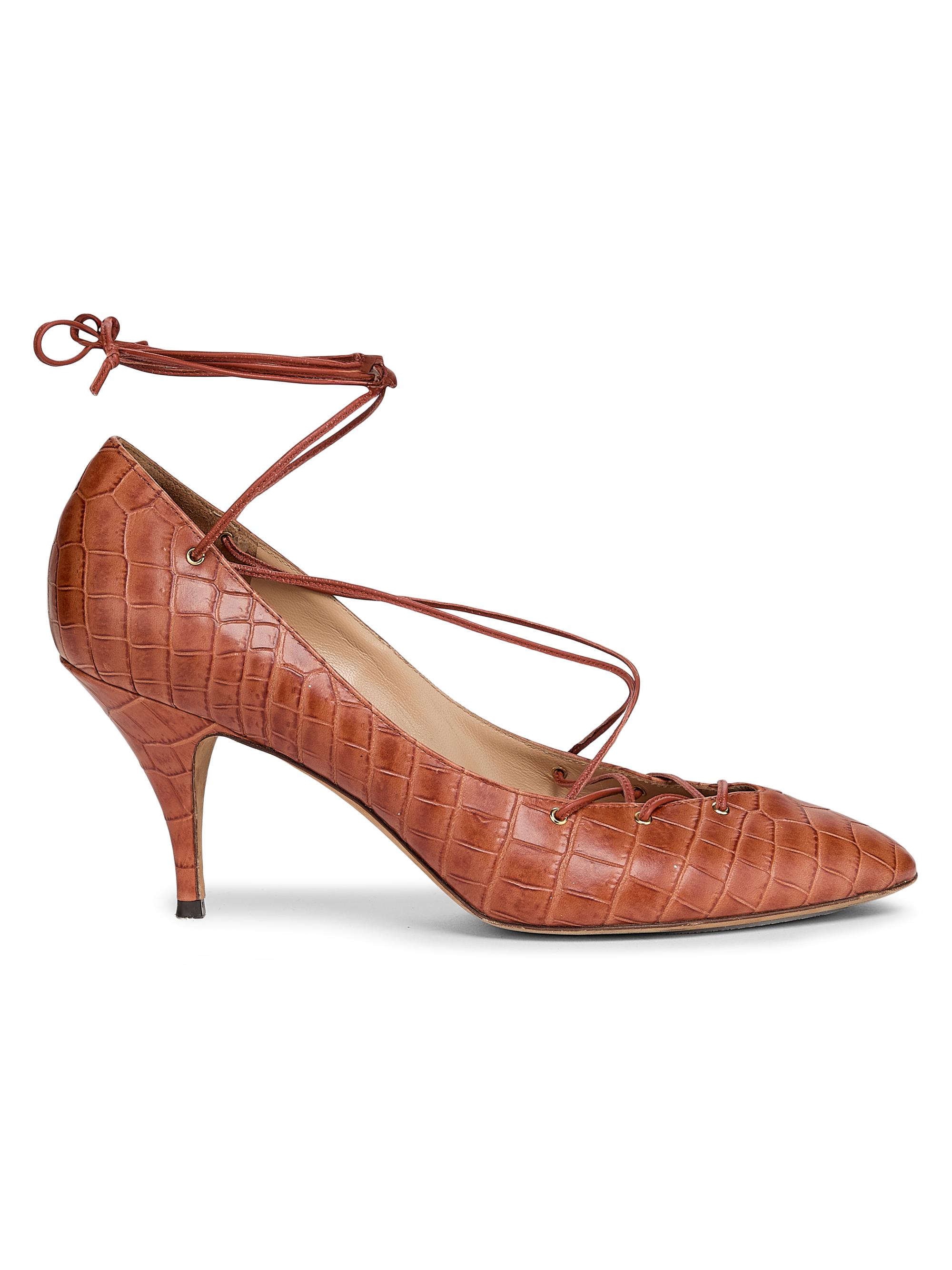 Ulla Johnson Women's Lola Snakeskin-Embossed Leather Ballerina Pumps - Redwood