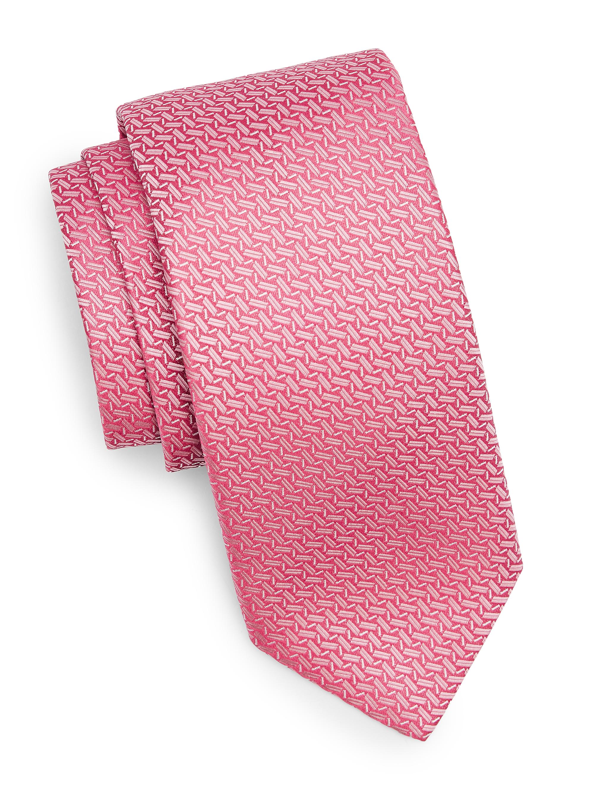 Canali Men's Zigzag Woven Silk Tie - Pink