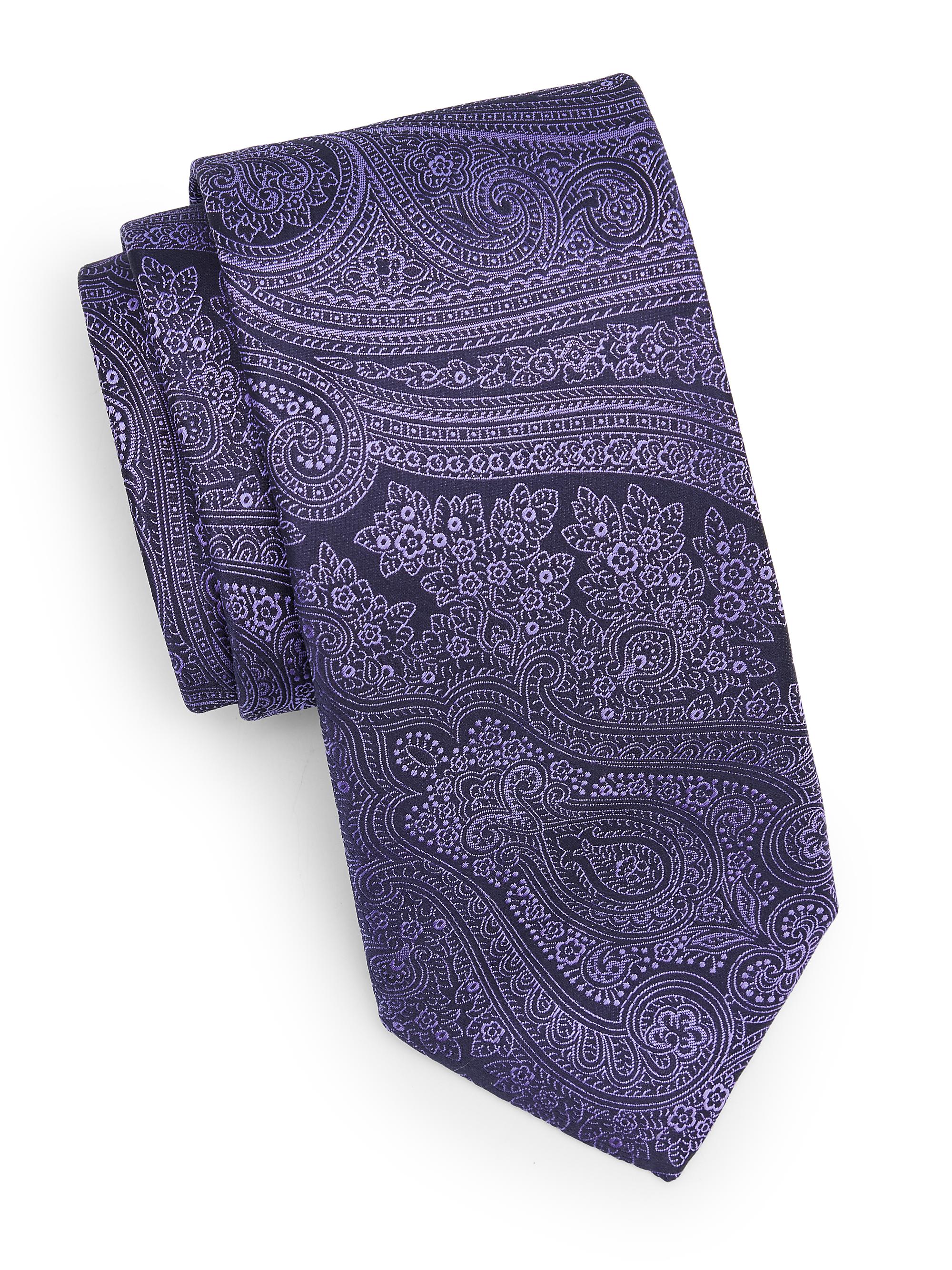 Canali Men's Paisley Woven Silk Tie - Purple
