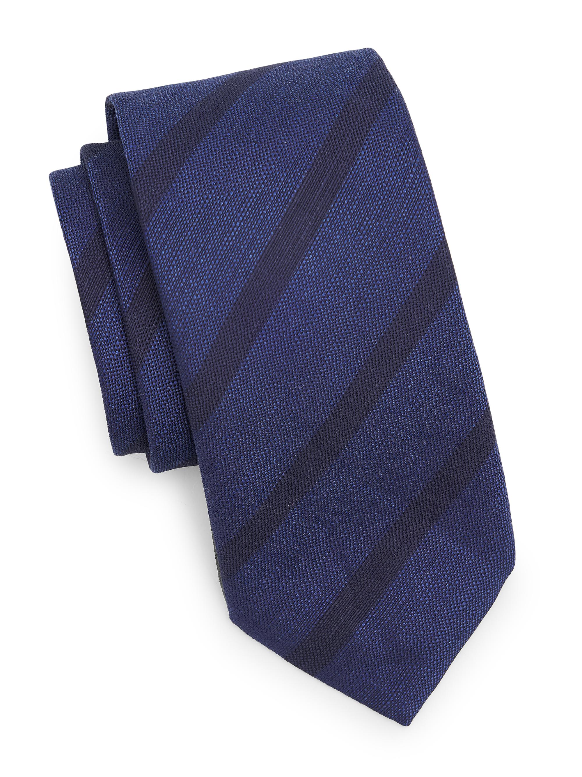 Canali Men's Striped Woven Silk Tie - Blue