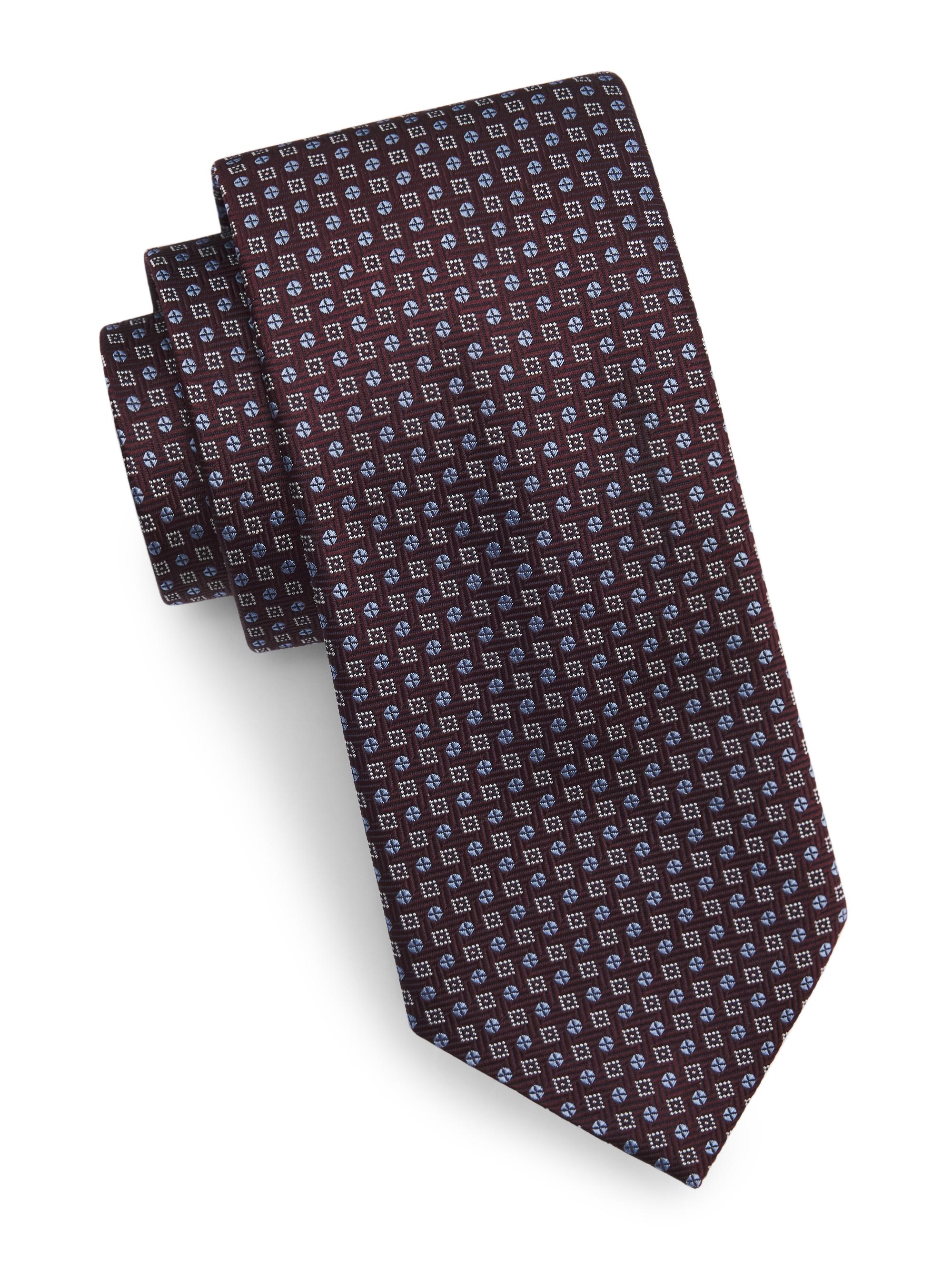 シャルベCharvetフラワー花柄ジャガードシルクビジネスレジメンネクタイ紺赤 Charvet Flower Medallion Silk Tie | Saks Fifth Avenue