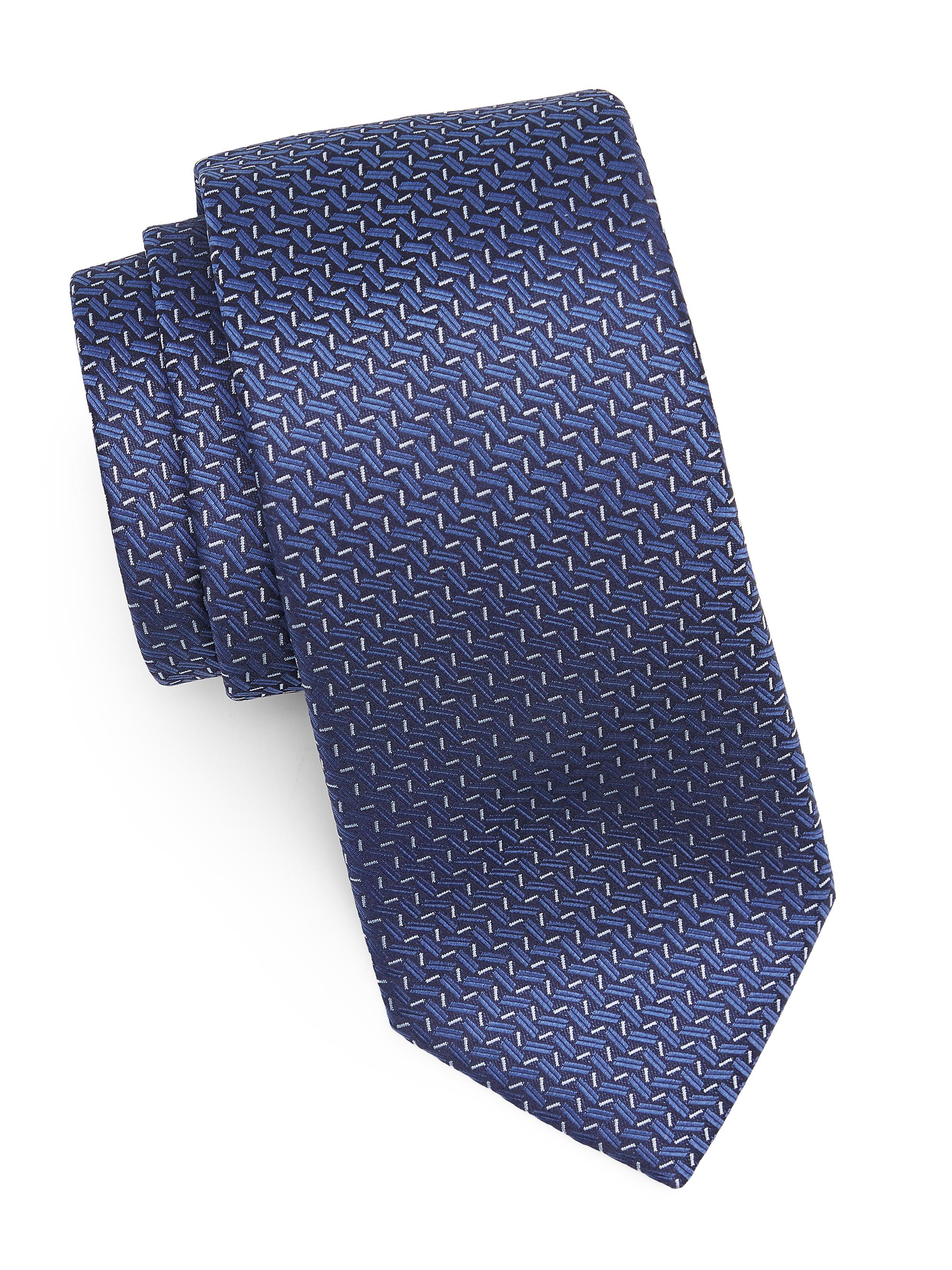 Canali Men's Zigzag Woven Silk Tie - Blue