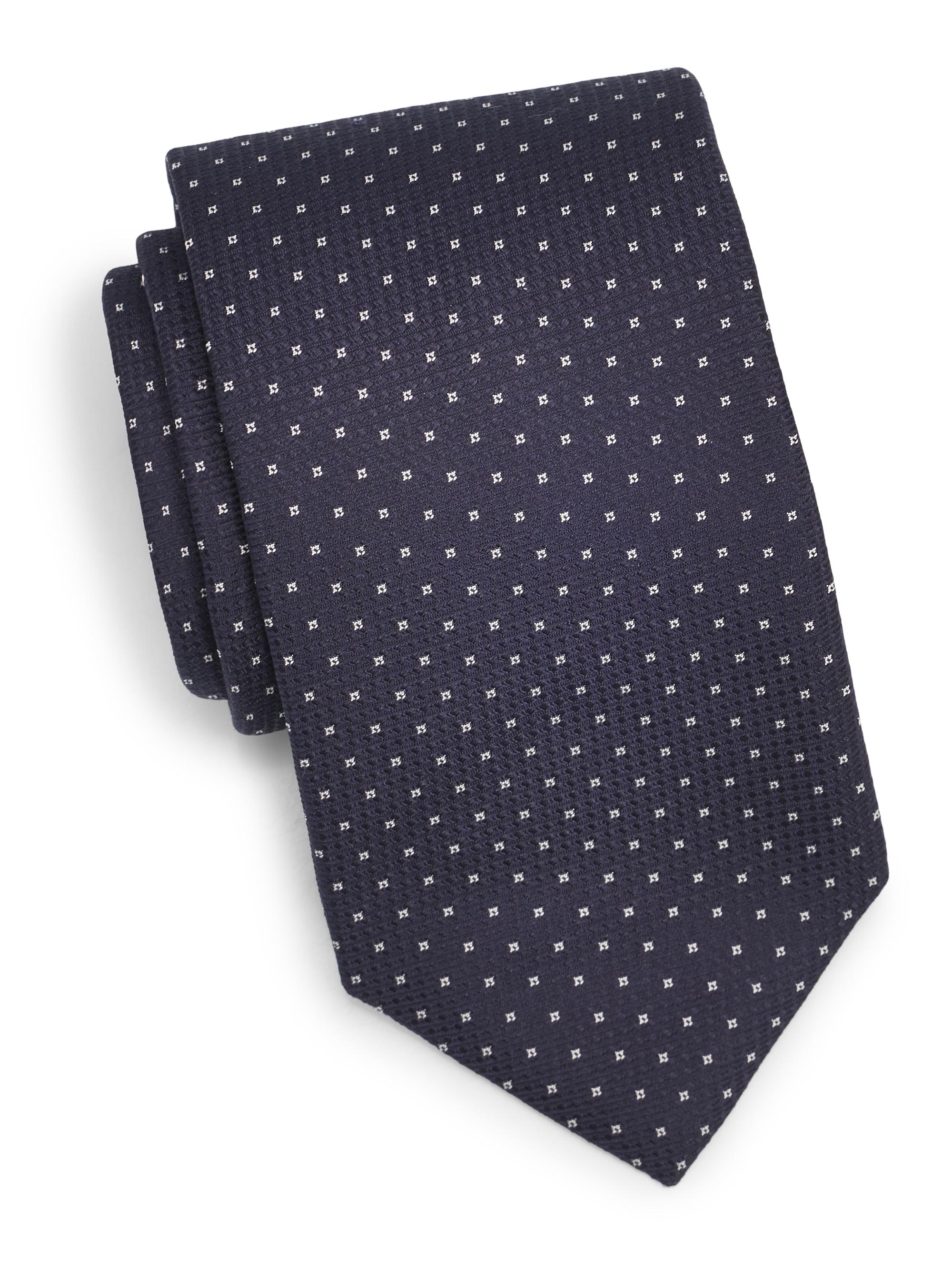 Canali Men's Light Squares Silk Tie - Blue