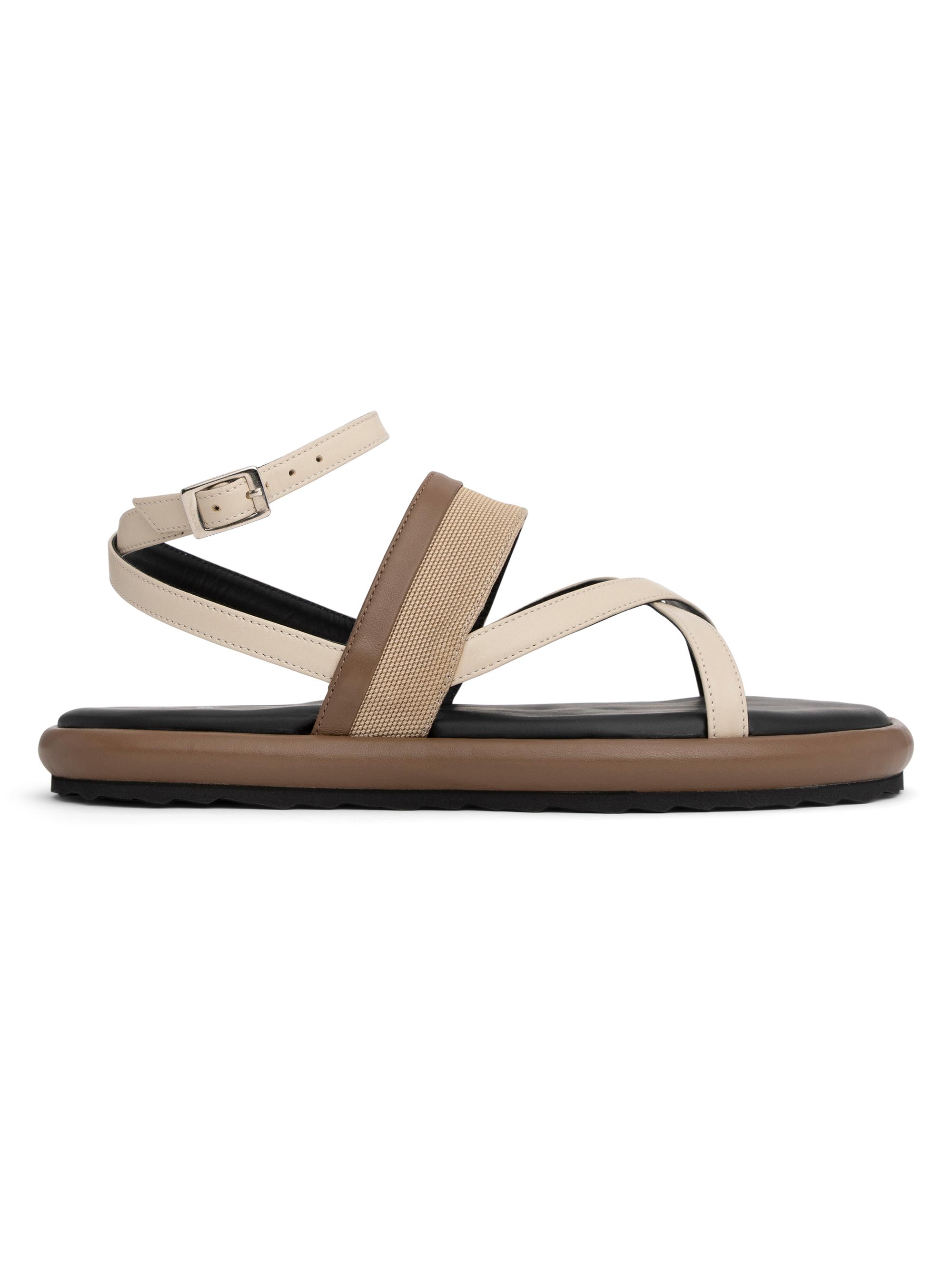 Pierre Hardy Women's Alpha Leather & Canvas Sandals - Calf Camel Off White Black