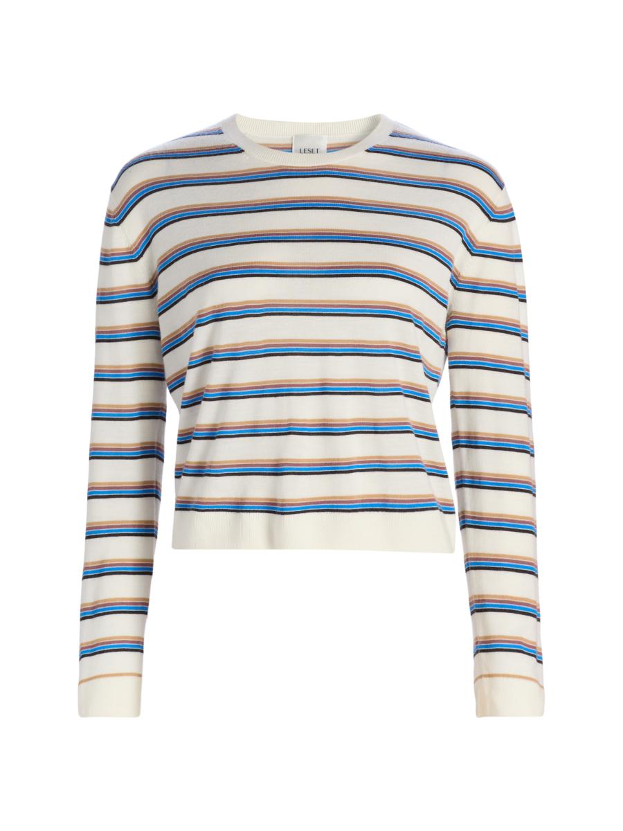 Leset James Stripe Merino Wool Crewneck Sweater In Multi
