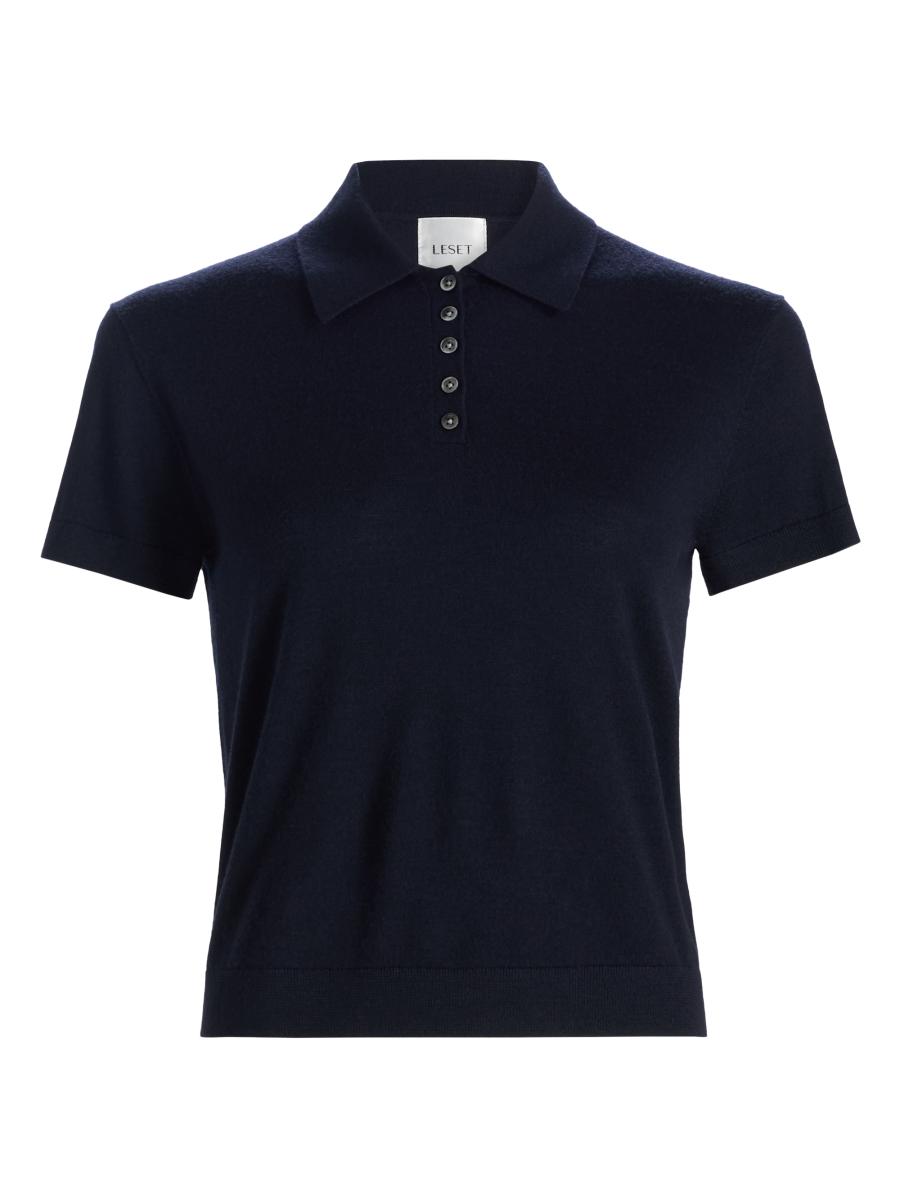 Leset Women's James Short-sleeve Knit Polo Shirt In Blue
