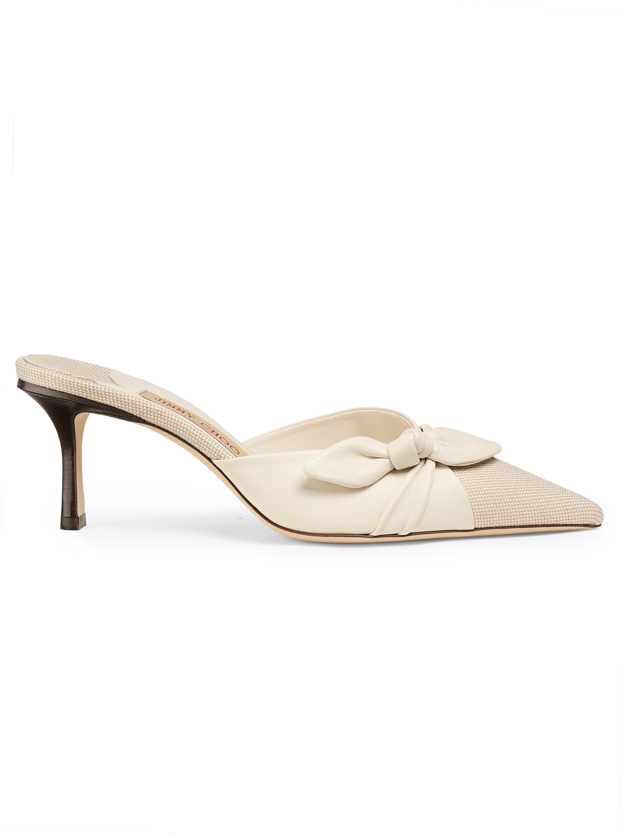Jimmy Choo Women's Riviera Livi 65MM Canvas & Leather Mules - Almond And Latte Mix