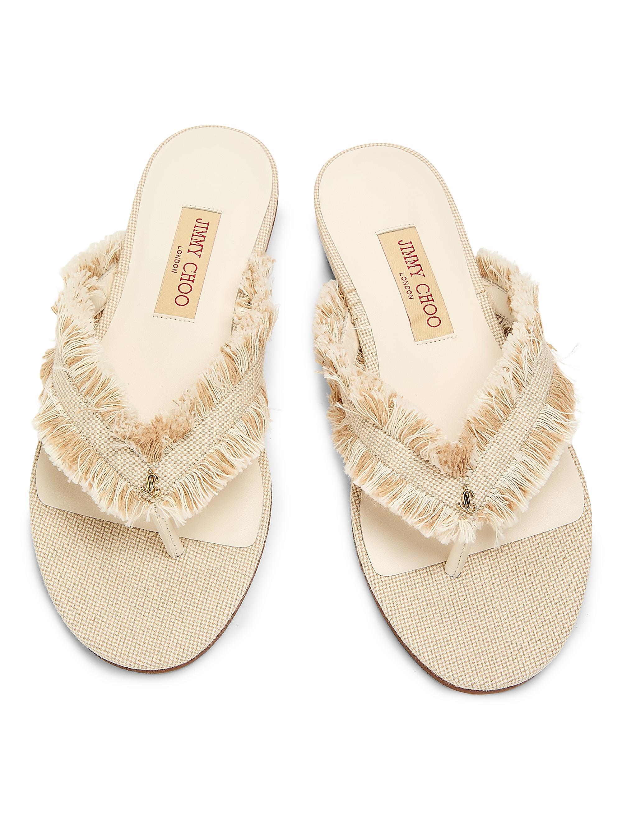 Jimmy Choo Riviera Bay Frayed Flecked Canvas Sandals | Saks Fifth