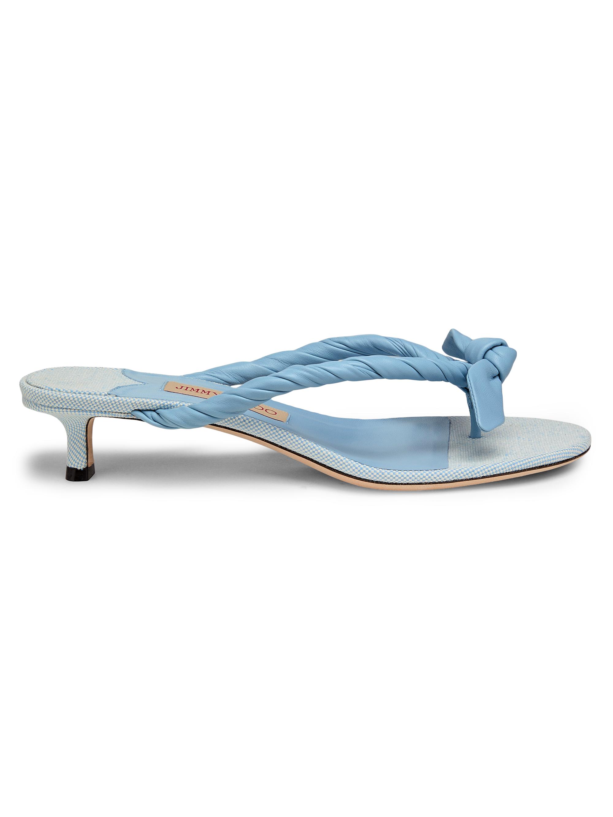 Jimmy Choo Women's Liss 35MM Leather & Canvas Slip-On Sandals - Riviera Blue And Riviera Blue Mix