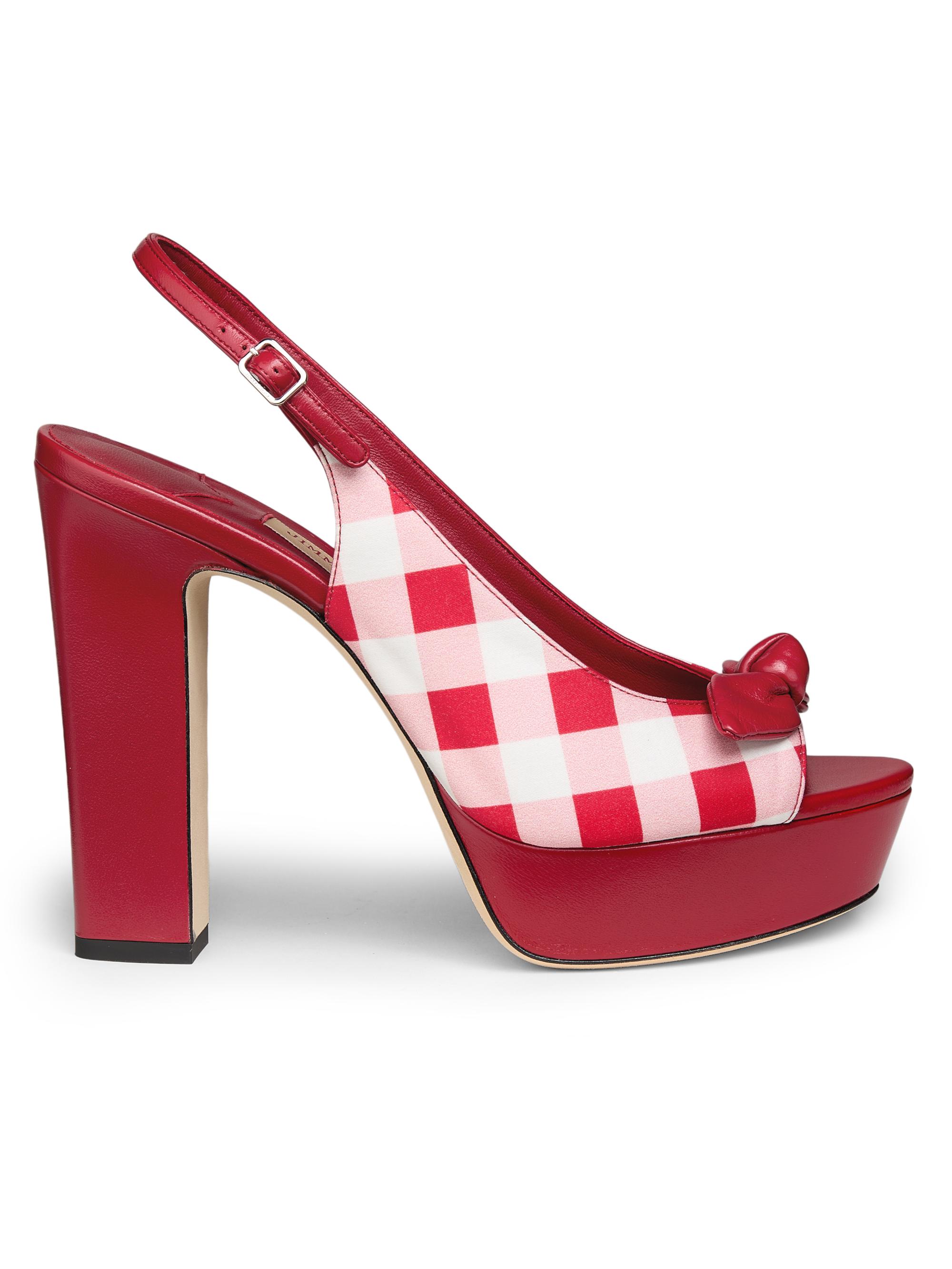 Jimmy Choo Women's Riviera Ziva 120MM Gingham Platform Slingback Sandals - Ruby Red Mix
