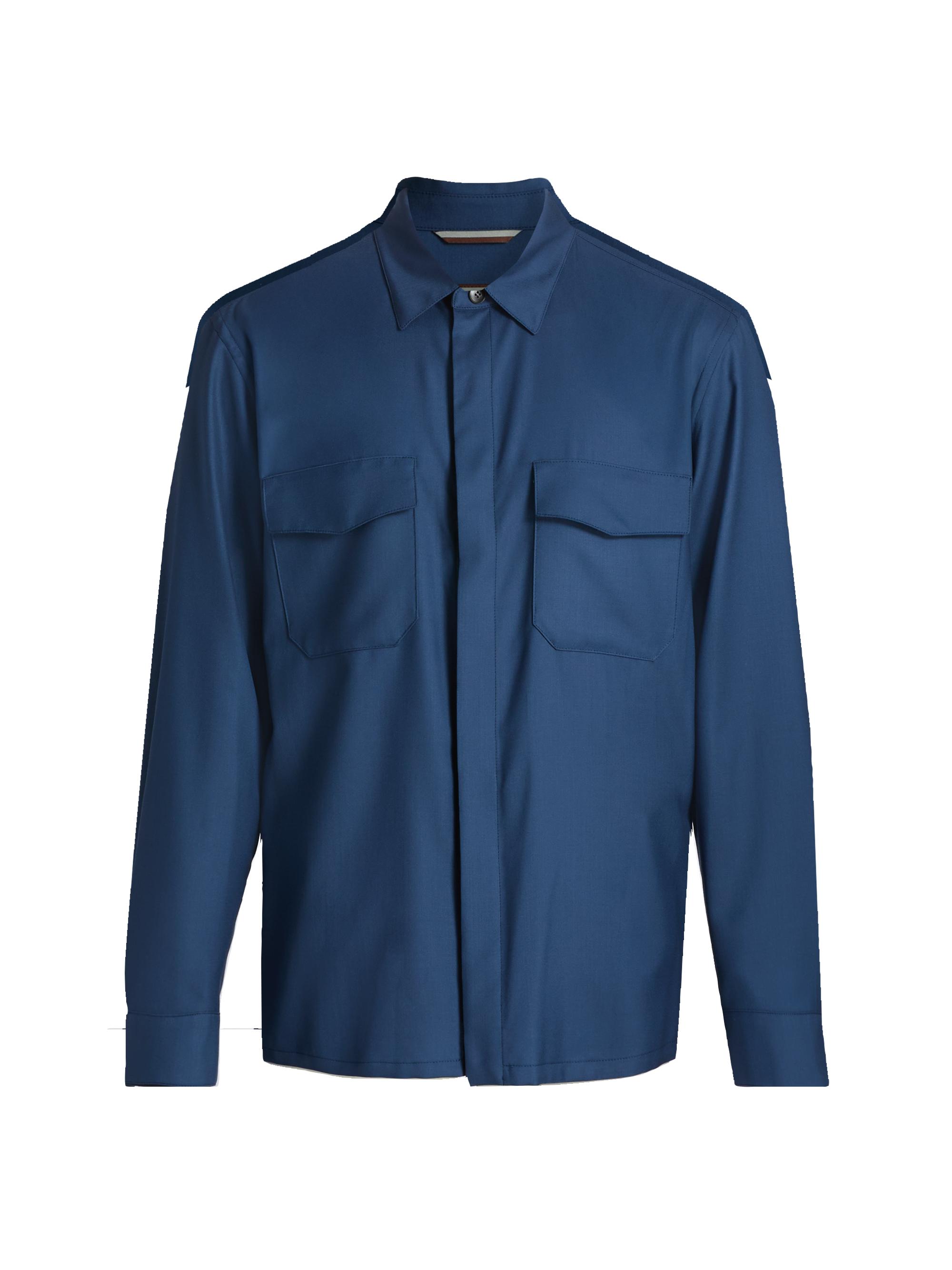 Canali Men's HighLuxury Wool-Silk Overshirt - Blue