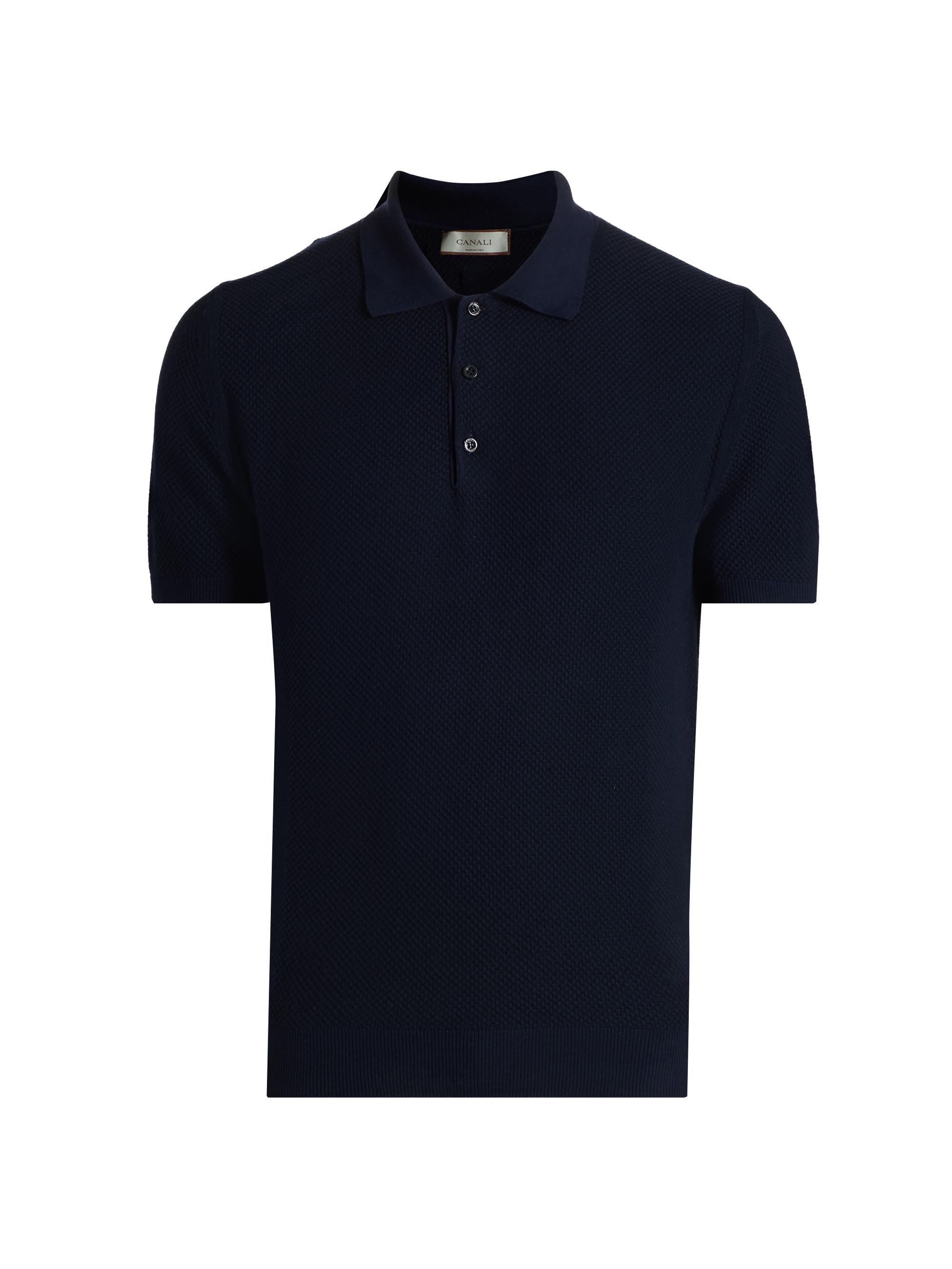 Canali Men's Piqué-Stitch Cotton Polo Shirt - Navy