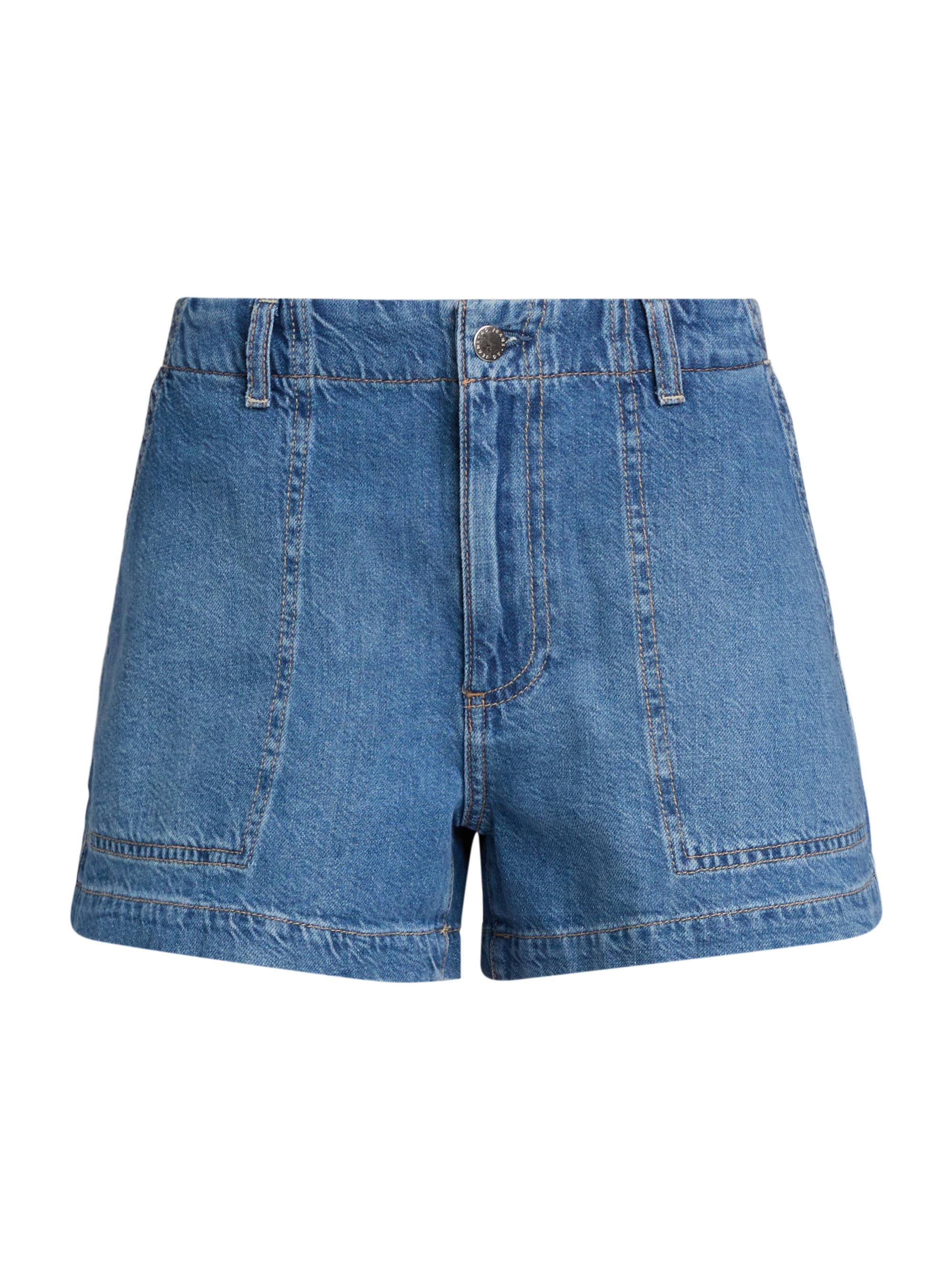 Analeigh Linen-Blend Denim Shorts