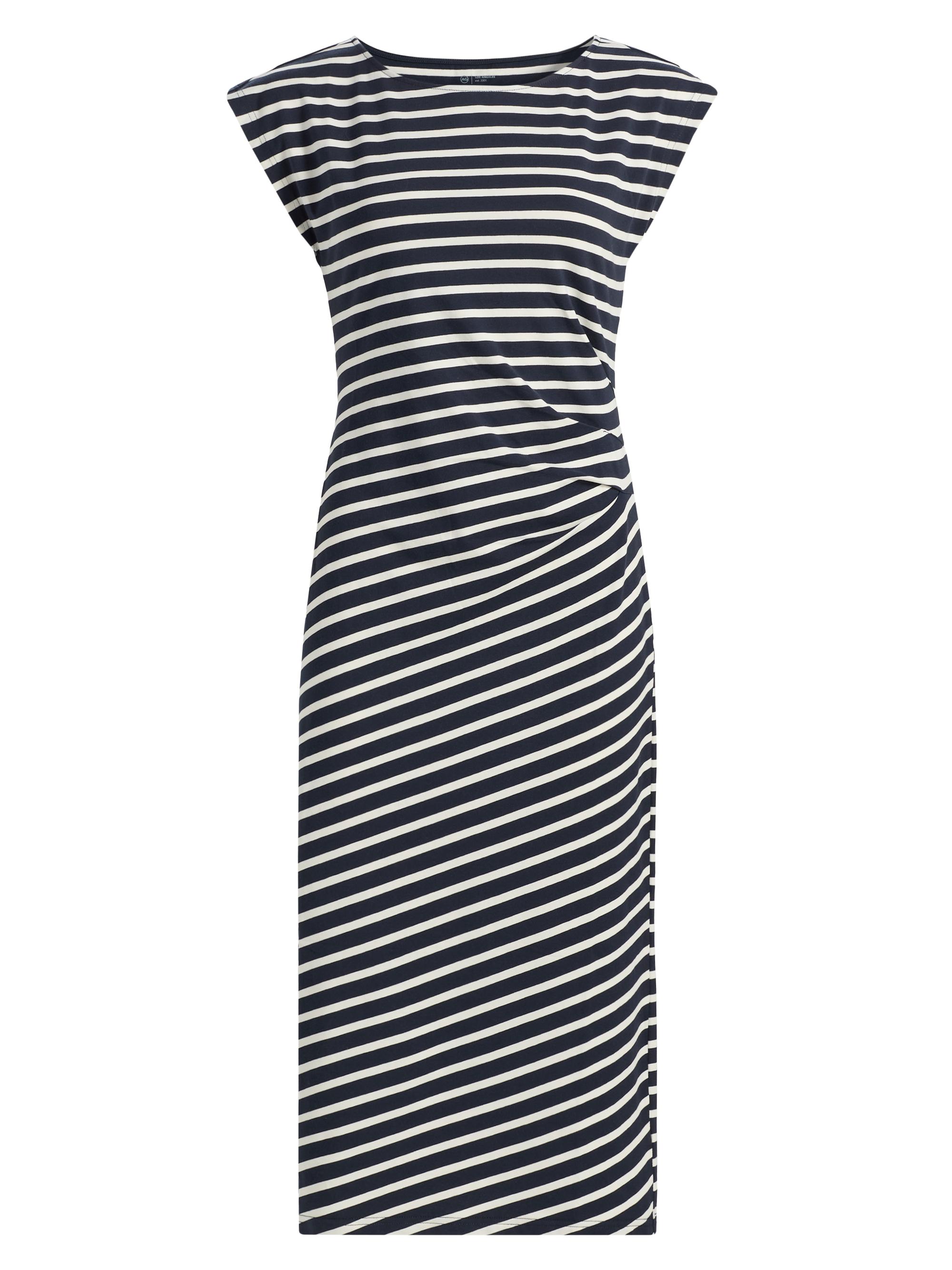 AG Jeans Women's Aja Striped Cotton-Blend Midi-T-Shirt Dress - Pacific Navy Powder