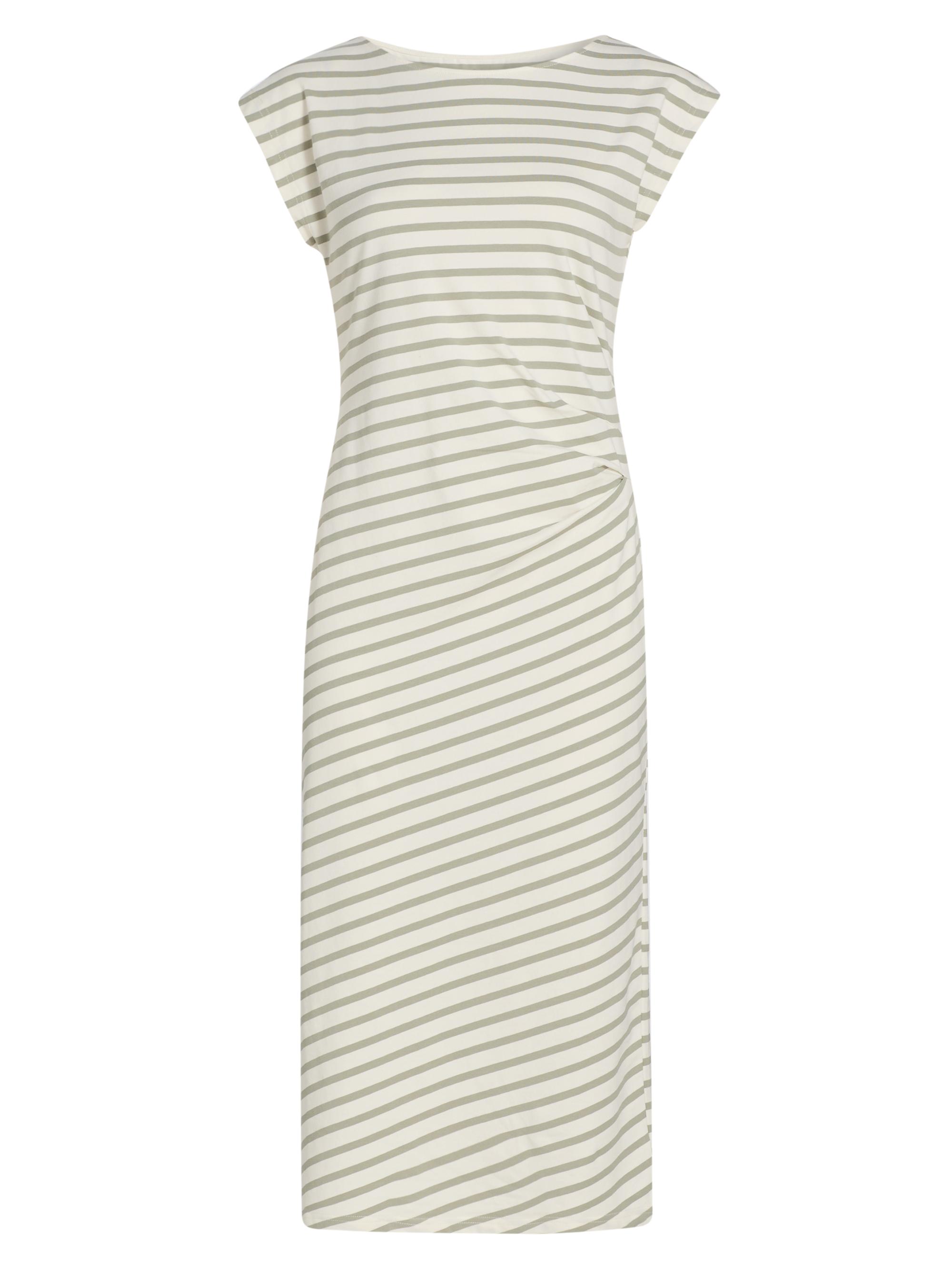 AG Jeans Women's Aja Striped Cotton-Blend Midi-T-Shirt Dress - Powder Spruce Green | Thumbnail 8