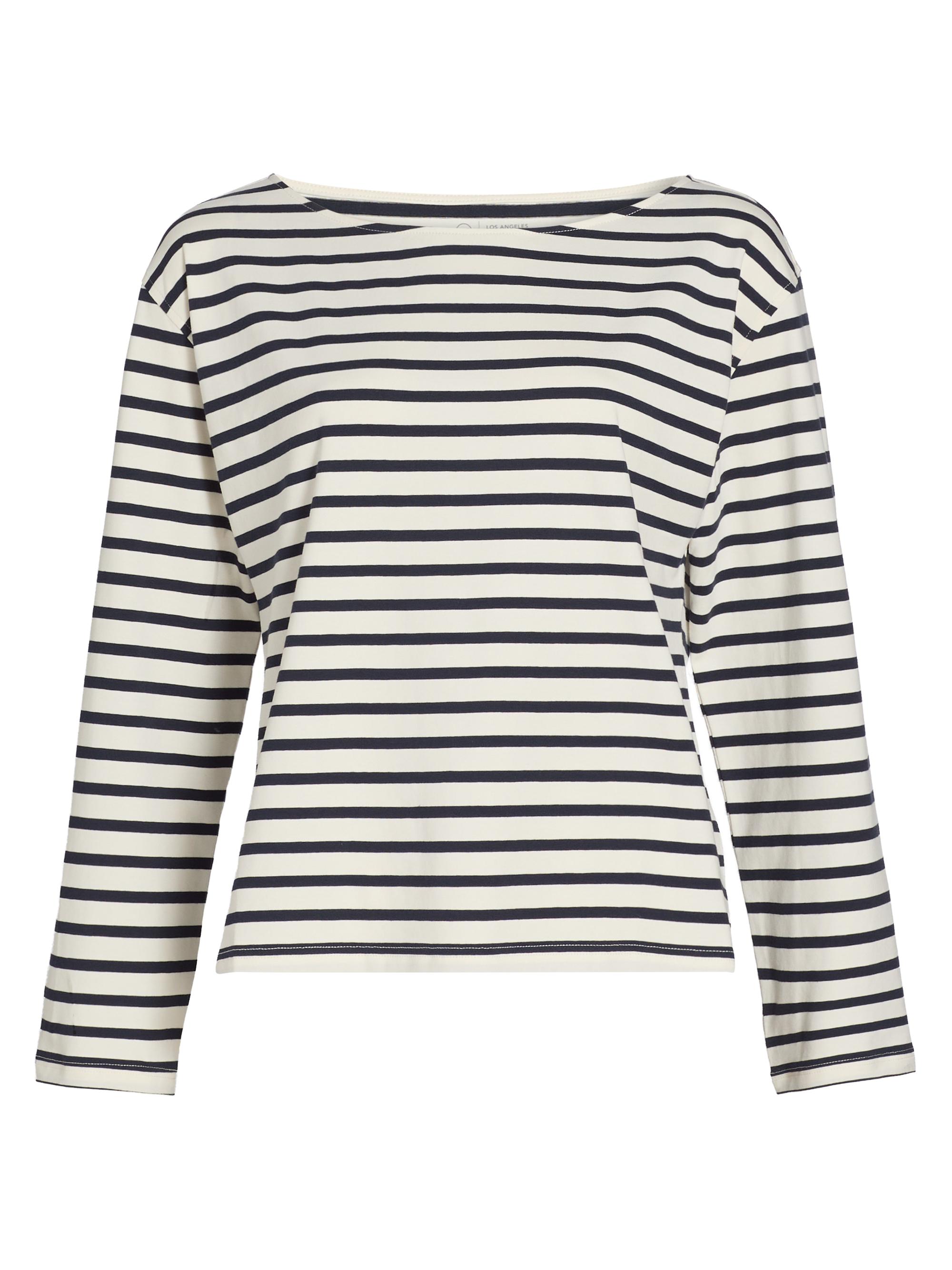 AG Jeans Women's Annie Striped Stretch-Cotton T-Shirt - Powder Pacific Navy