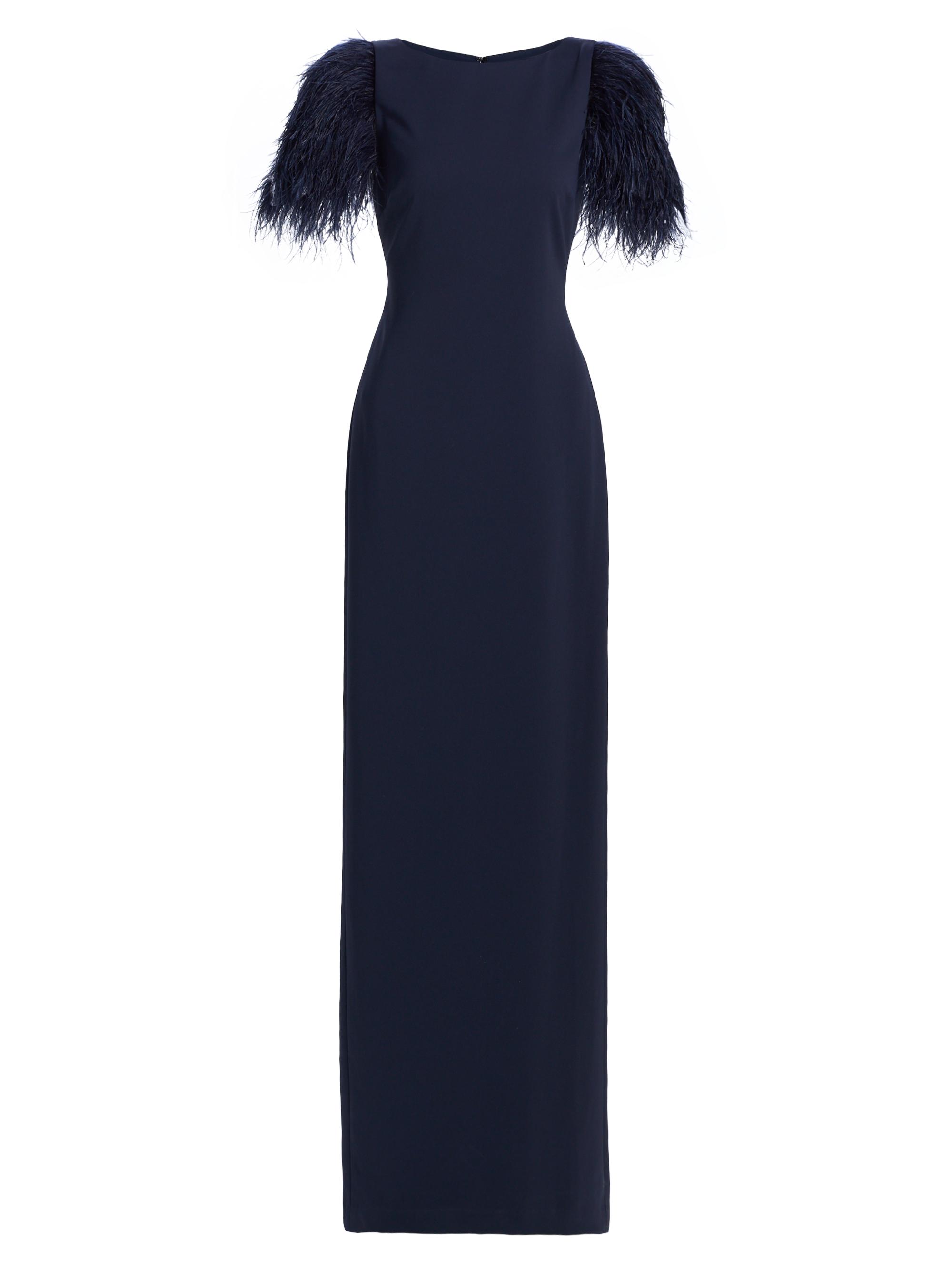 Feather Cuff Odessa Crepe Column Gown