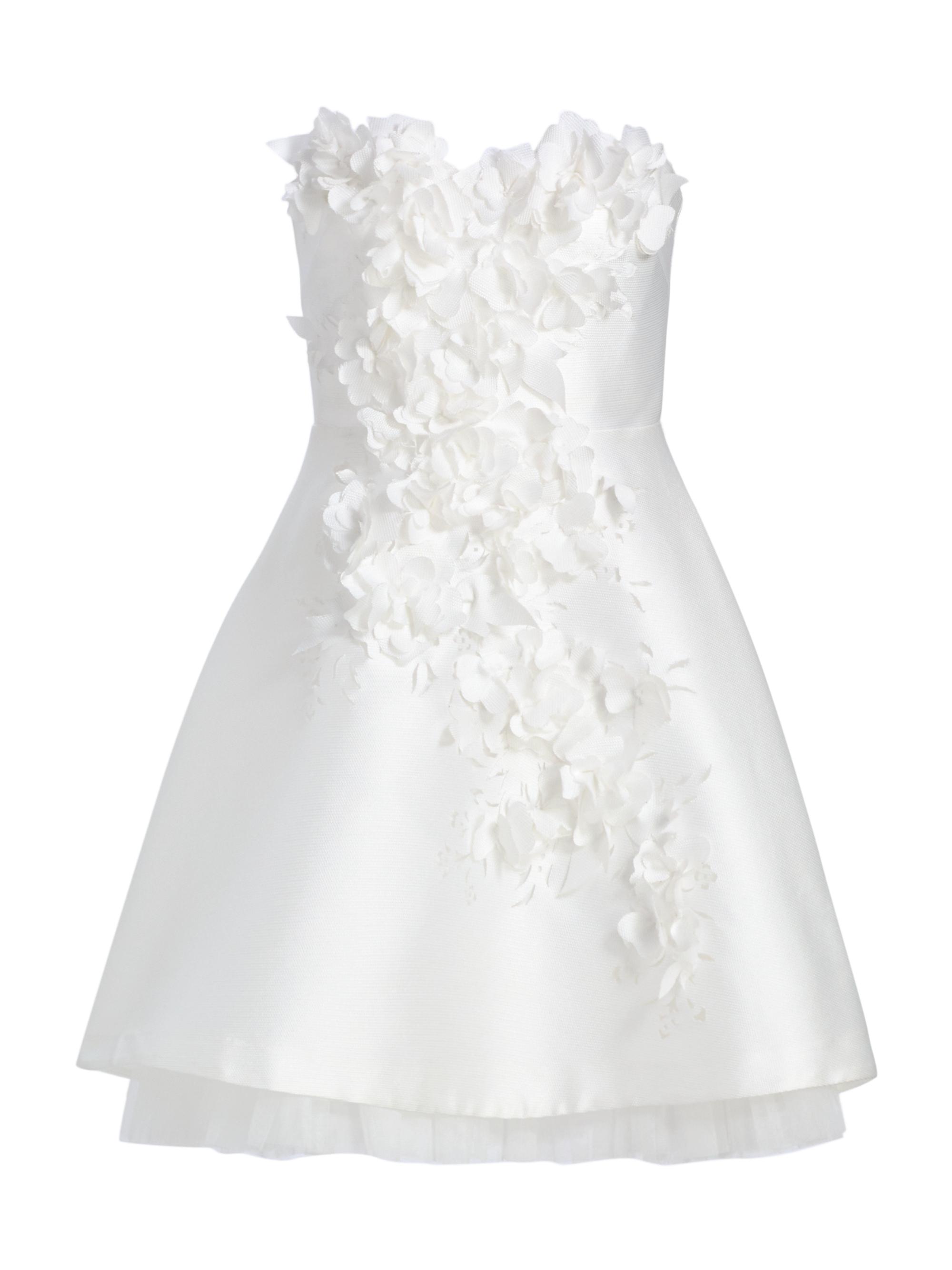 Floral Appliqué Strapless Cocktail Dress